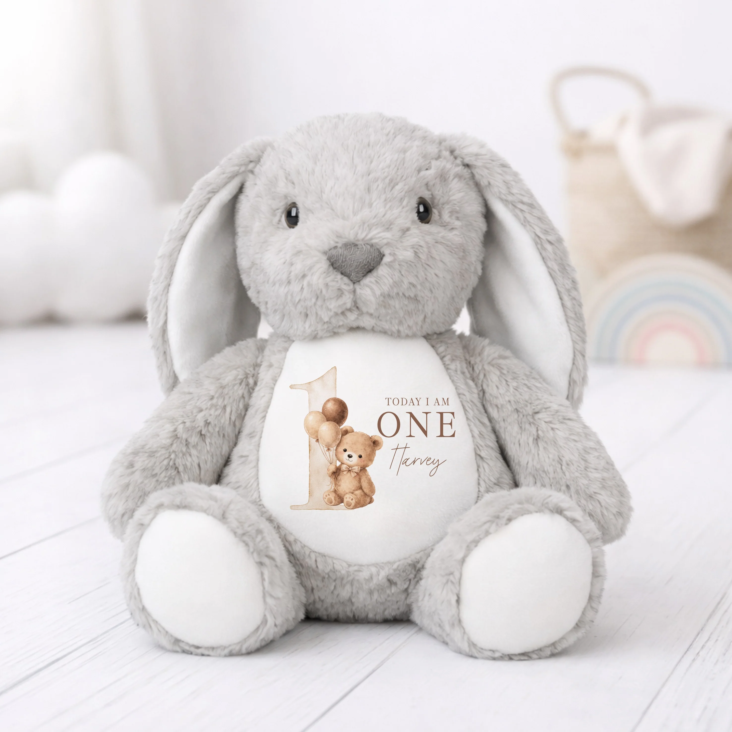 Personalised Beige Teddy Bear First Birthday Teddy - Image 3