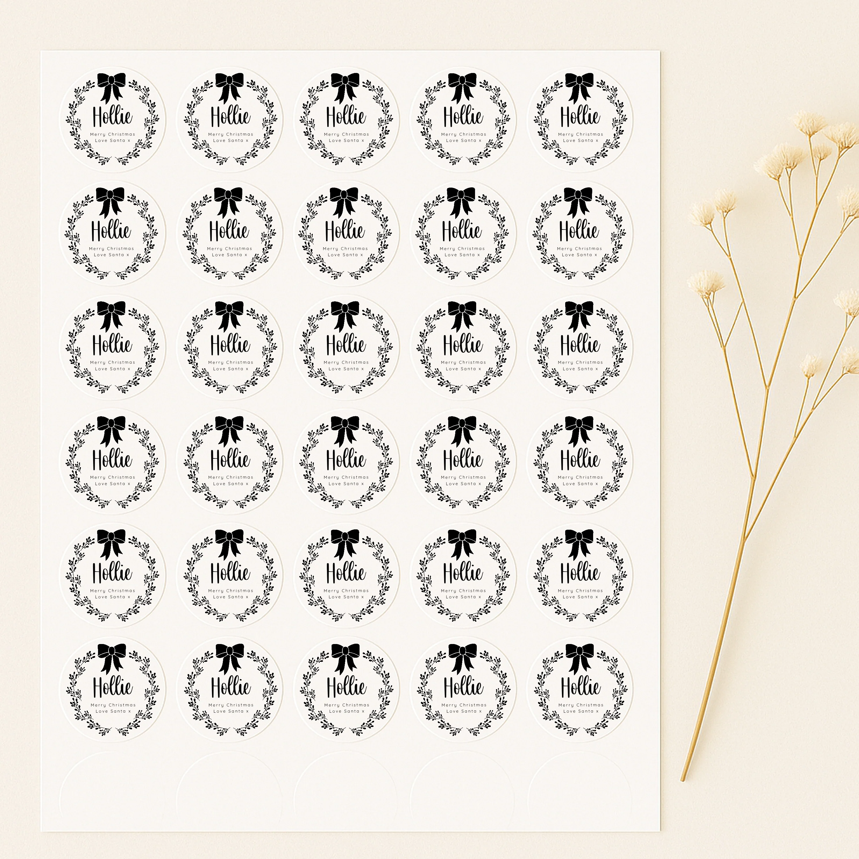 Personalised Black Bow Christmas Stickers - Image 3