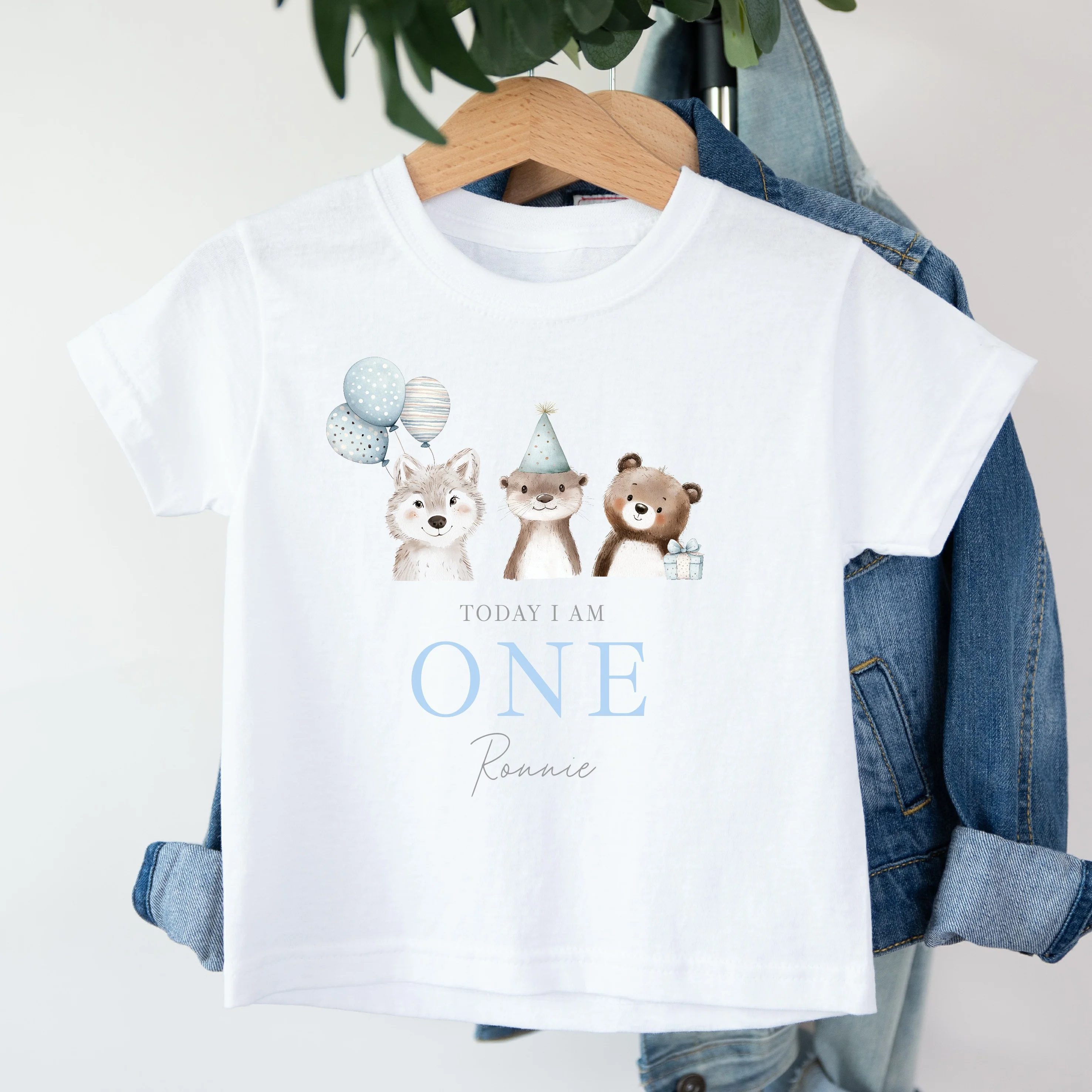 Personalised Blue Animals Any Age Birthday T-Shirt - Image 4