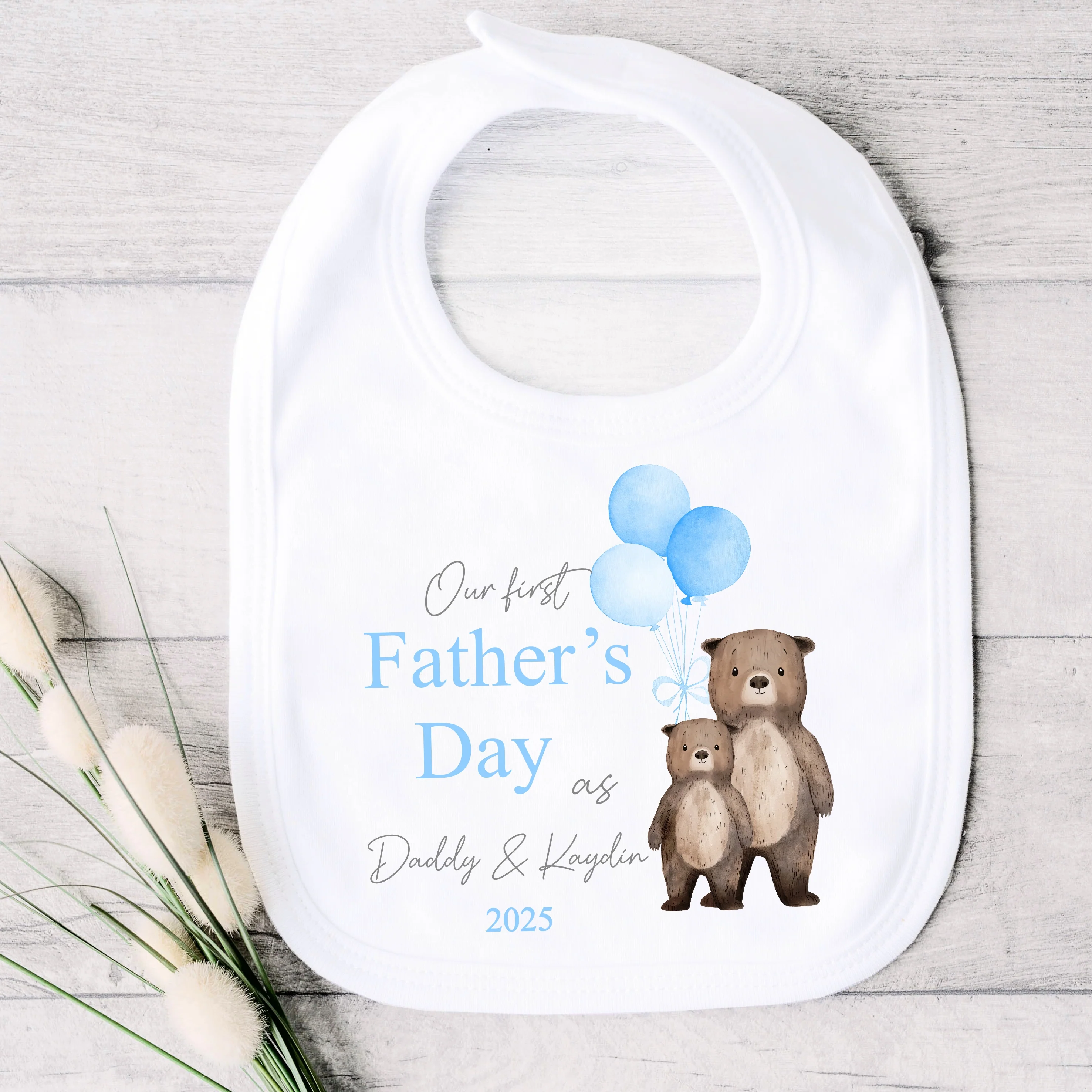 Personalised Blue Balloon Bears First Father's Day Babygrow/Vest - Image 2