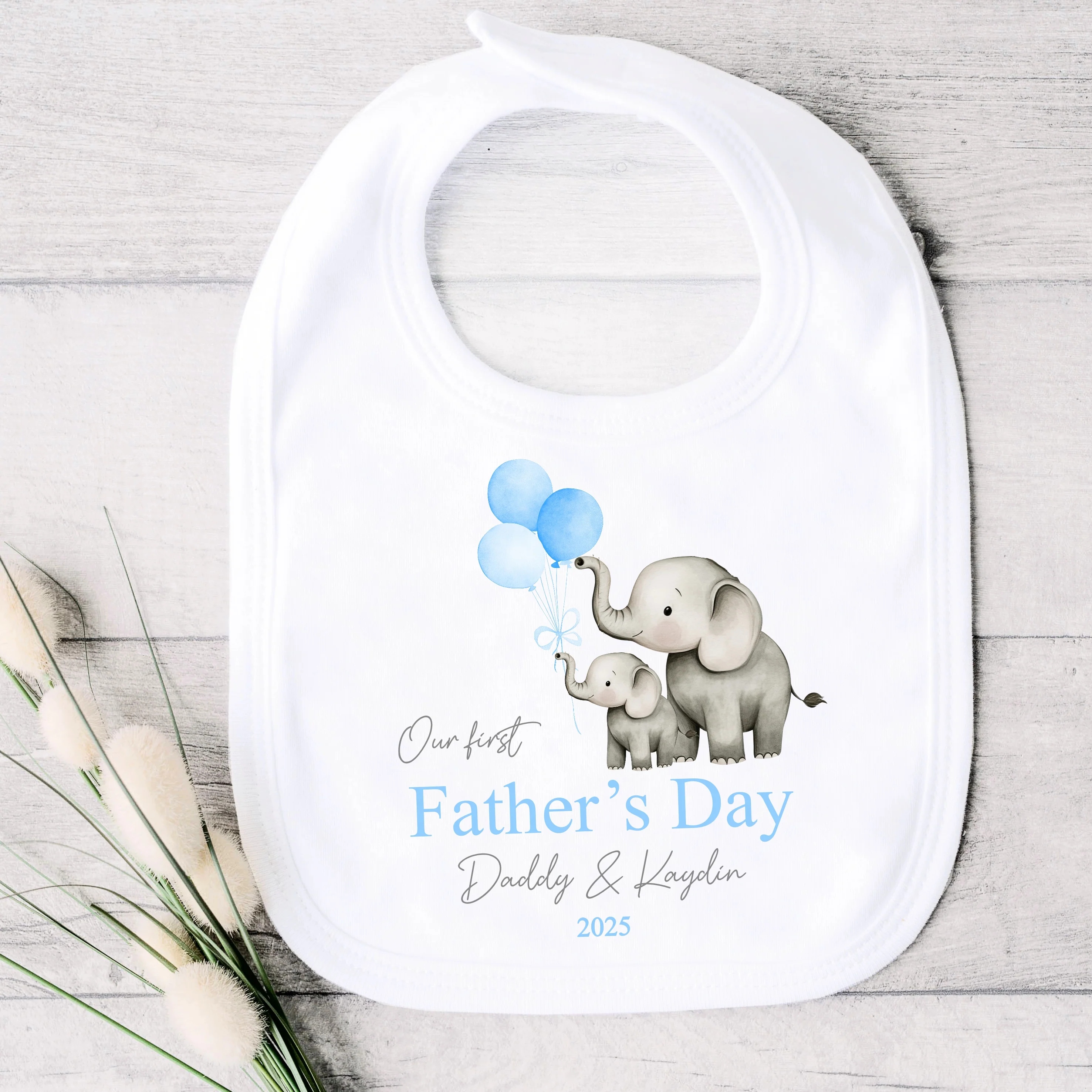 Personalised Blue Balloons Elephants Father's Day Blue Baby Grow or Vest - Image 6