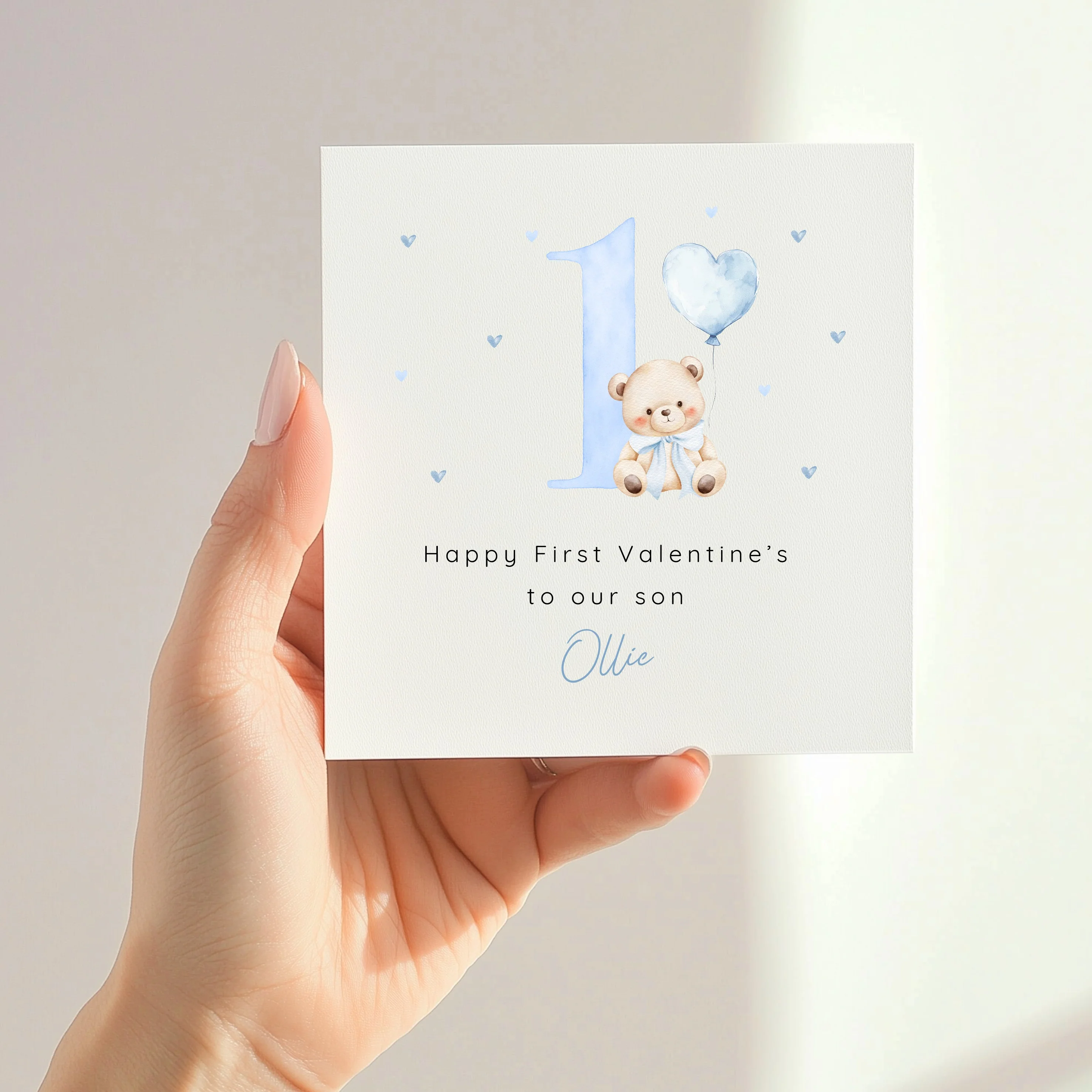 Personalised Blue Bear Happy First Valentine's Day Card - Image 5