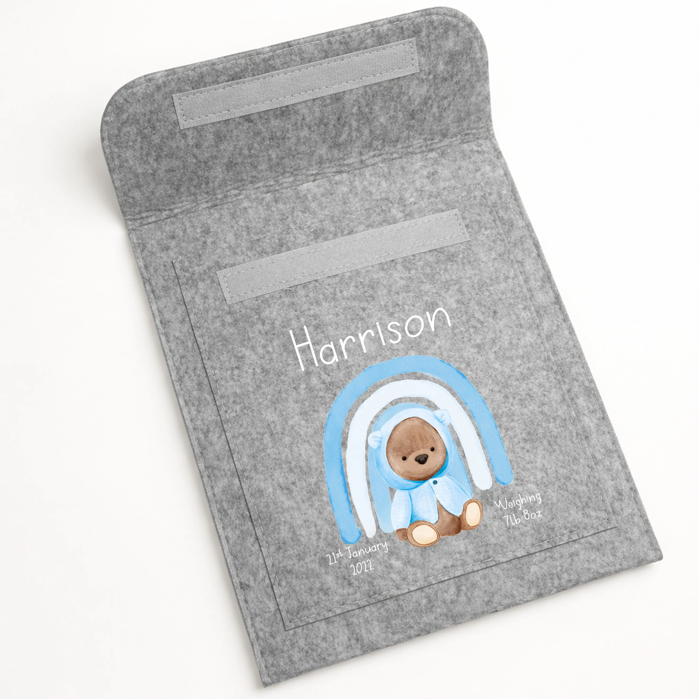 Personalised Blue Bear Rainbow Red Book Cover - Image 3