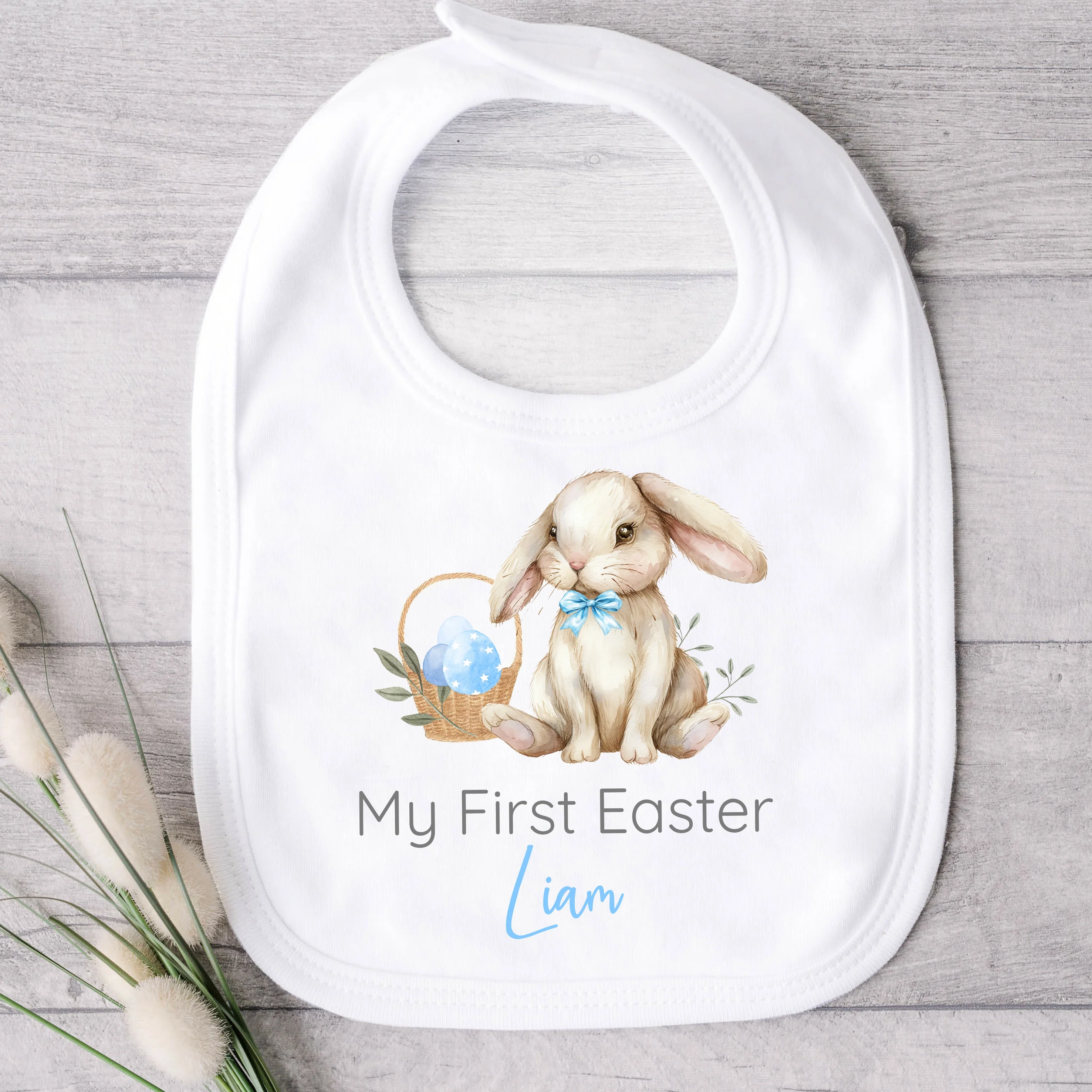Personalised Blue Bow Tie Bunny My First Easter Babygrow/Vest - Image 3
