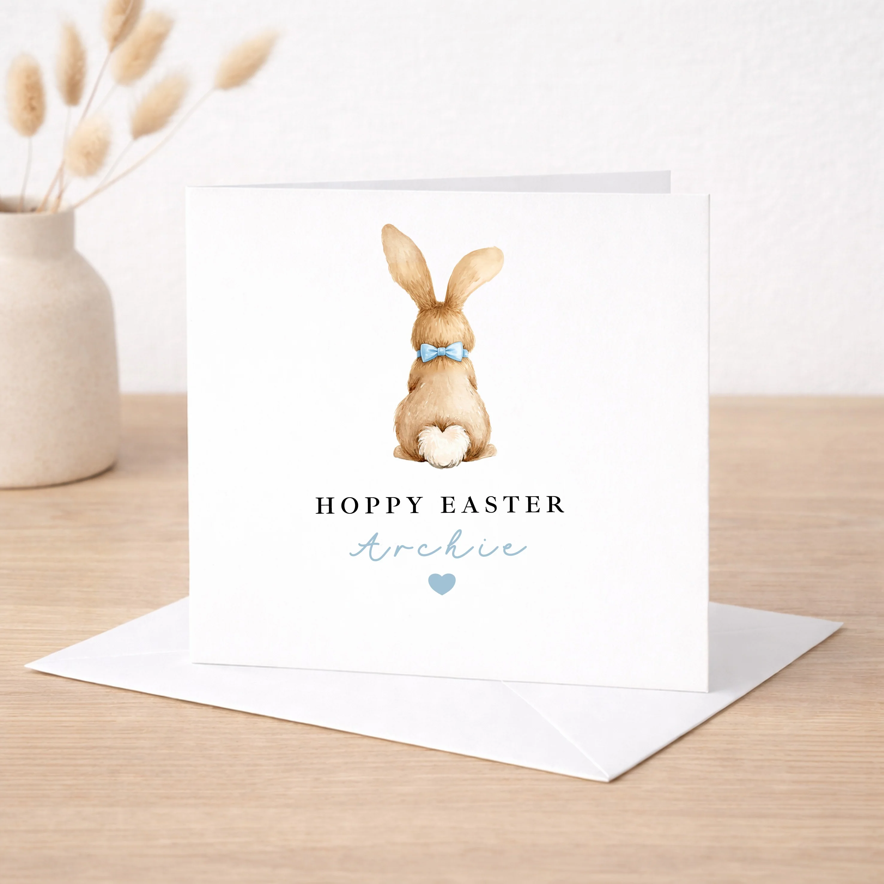 Personalised Blue Bunny Hoppy Easter Card - Image 3