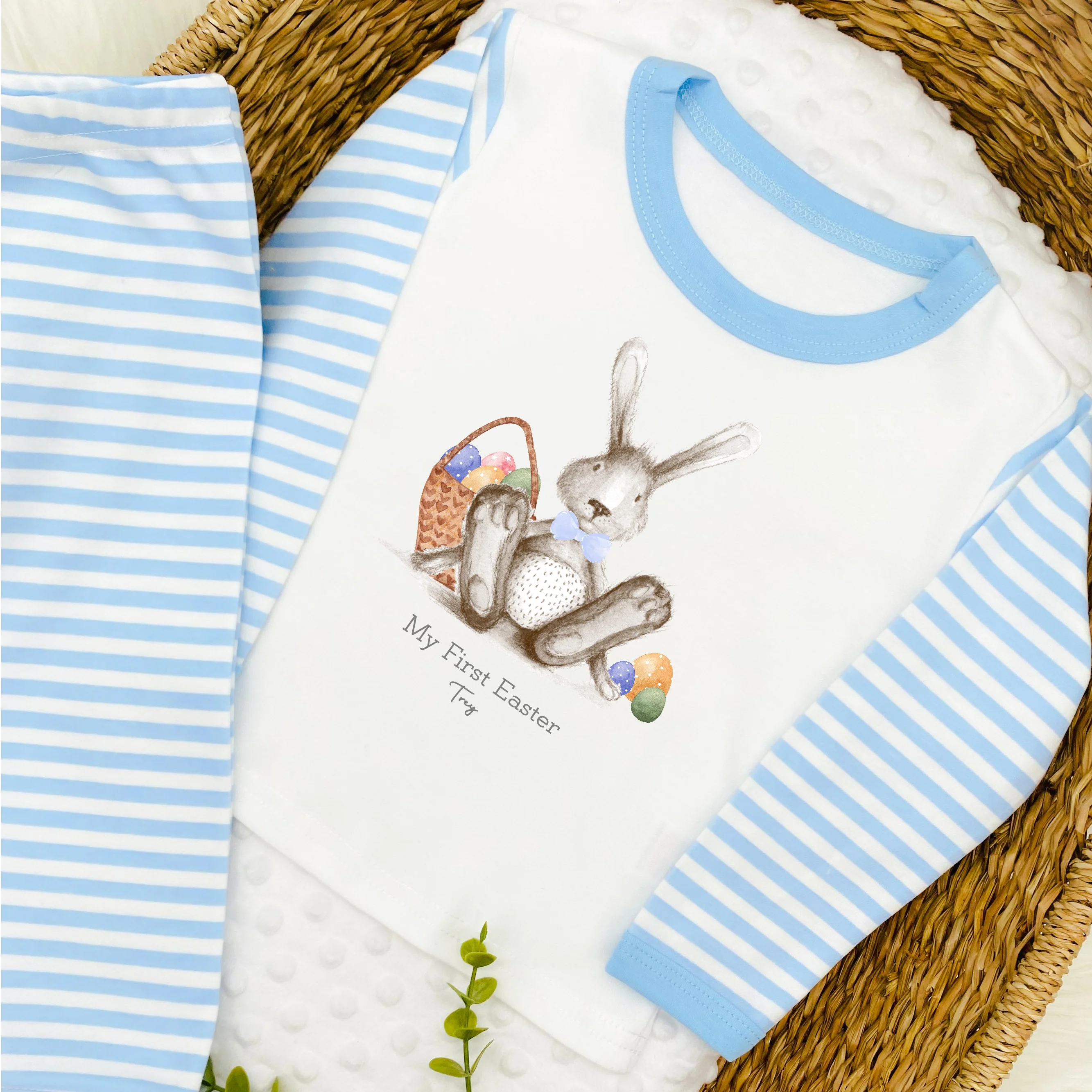 Personalised Blue Bunny My First Easter Pyjamas - Image 3