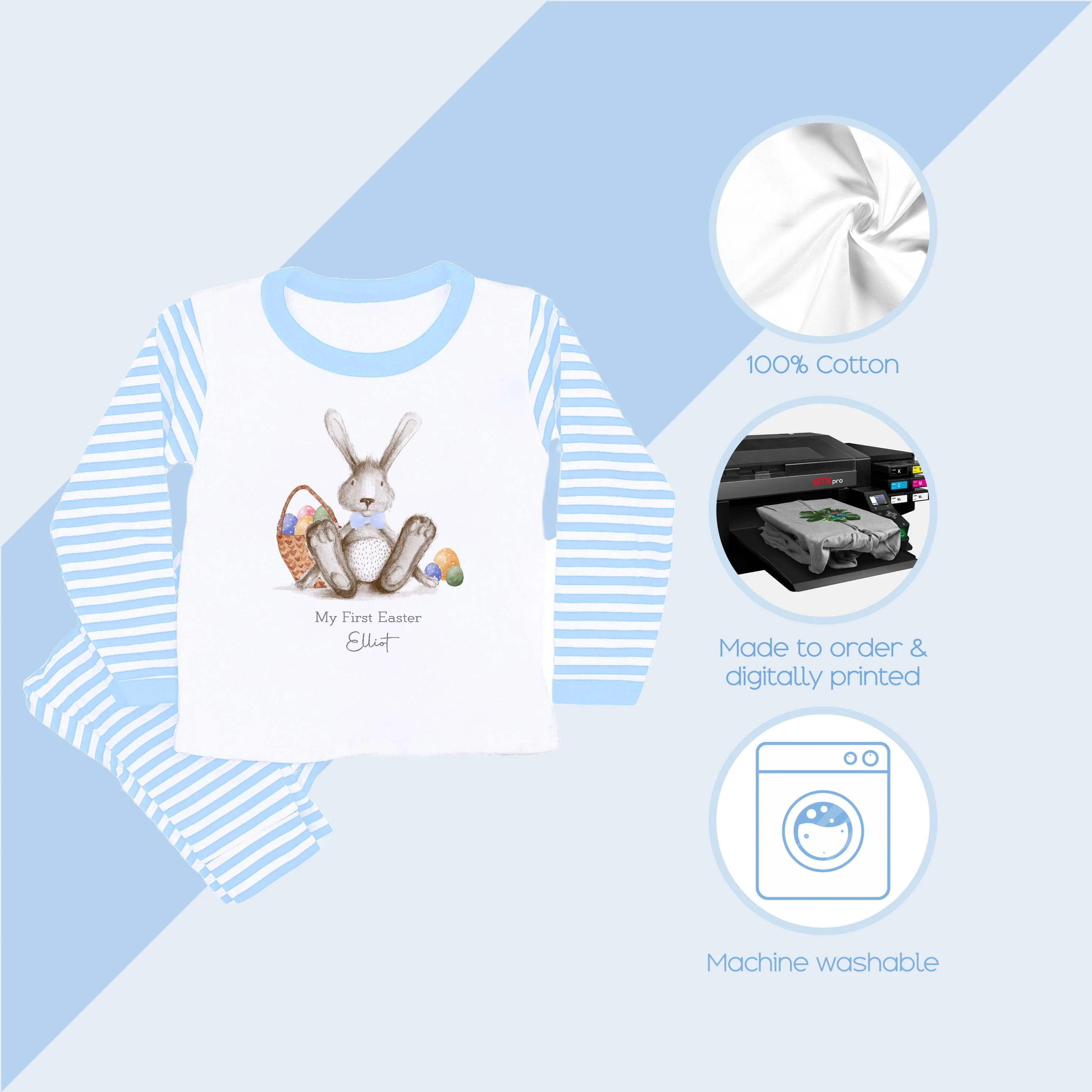 Personalised Blue Bunny My First Easter Pyjamas - Image 4