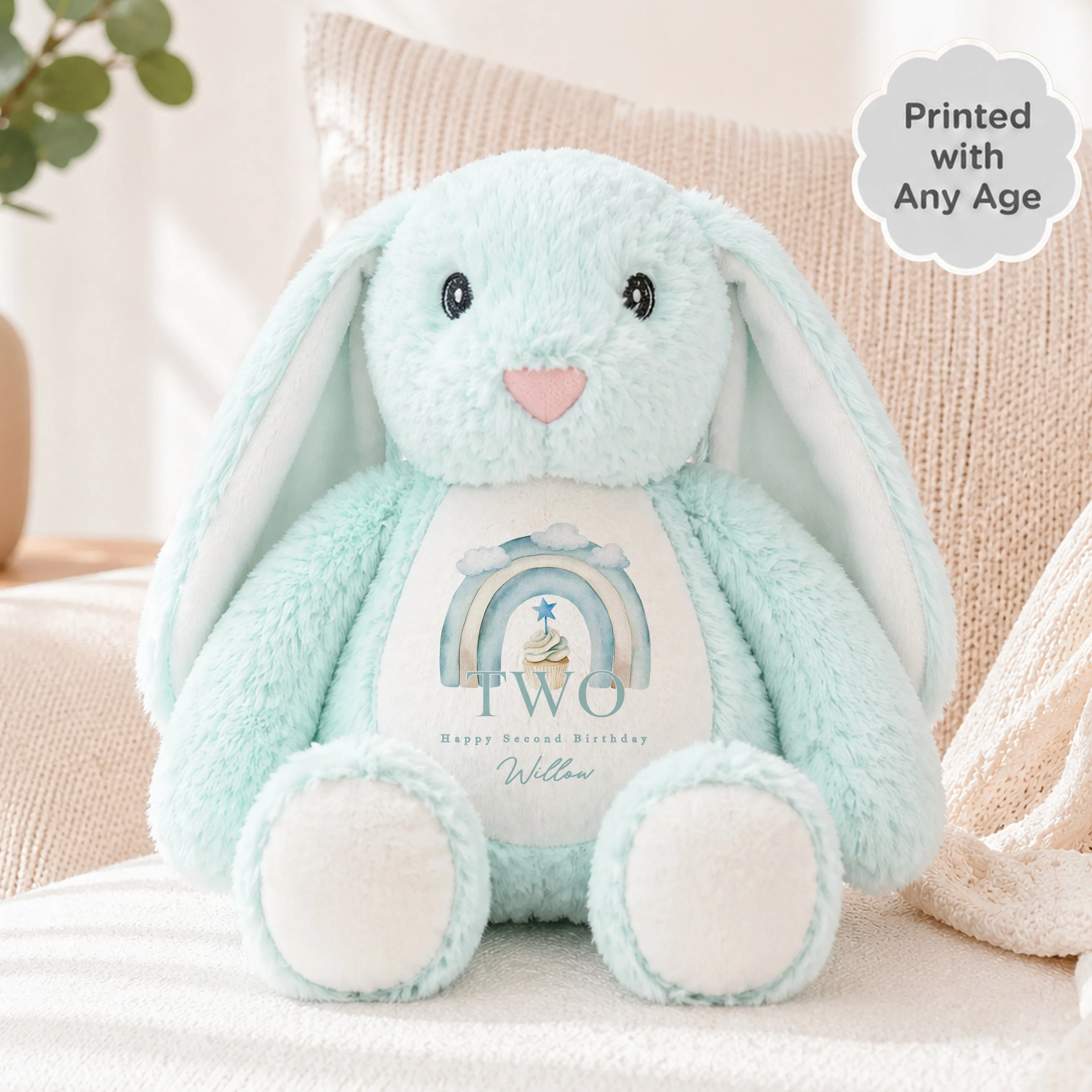 Personalised Blue Cupcake Any Age Birthday Teddy - Image 2