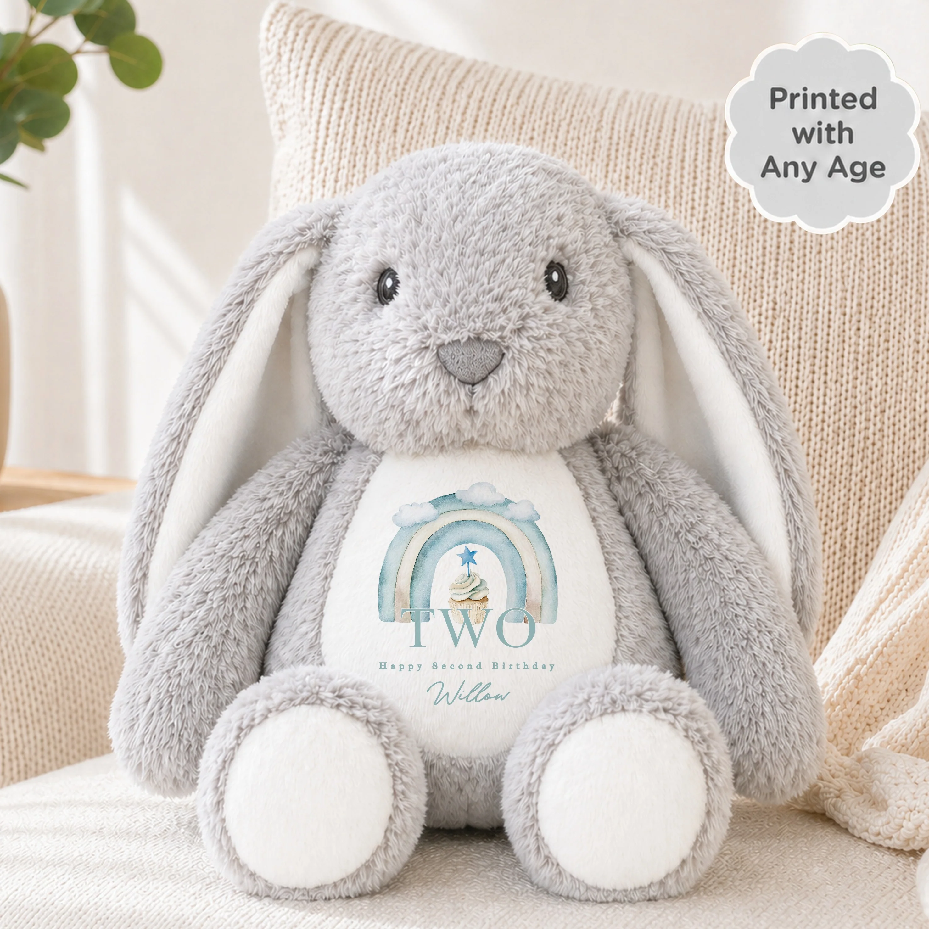 Personalised Blue Cupcake Any Age Birthday Teddy - Image 4
