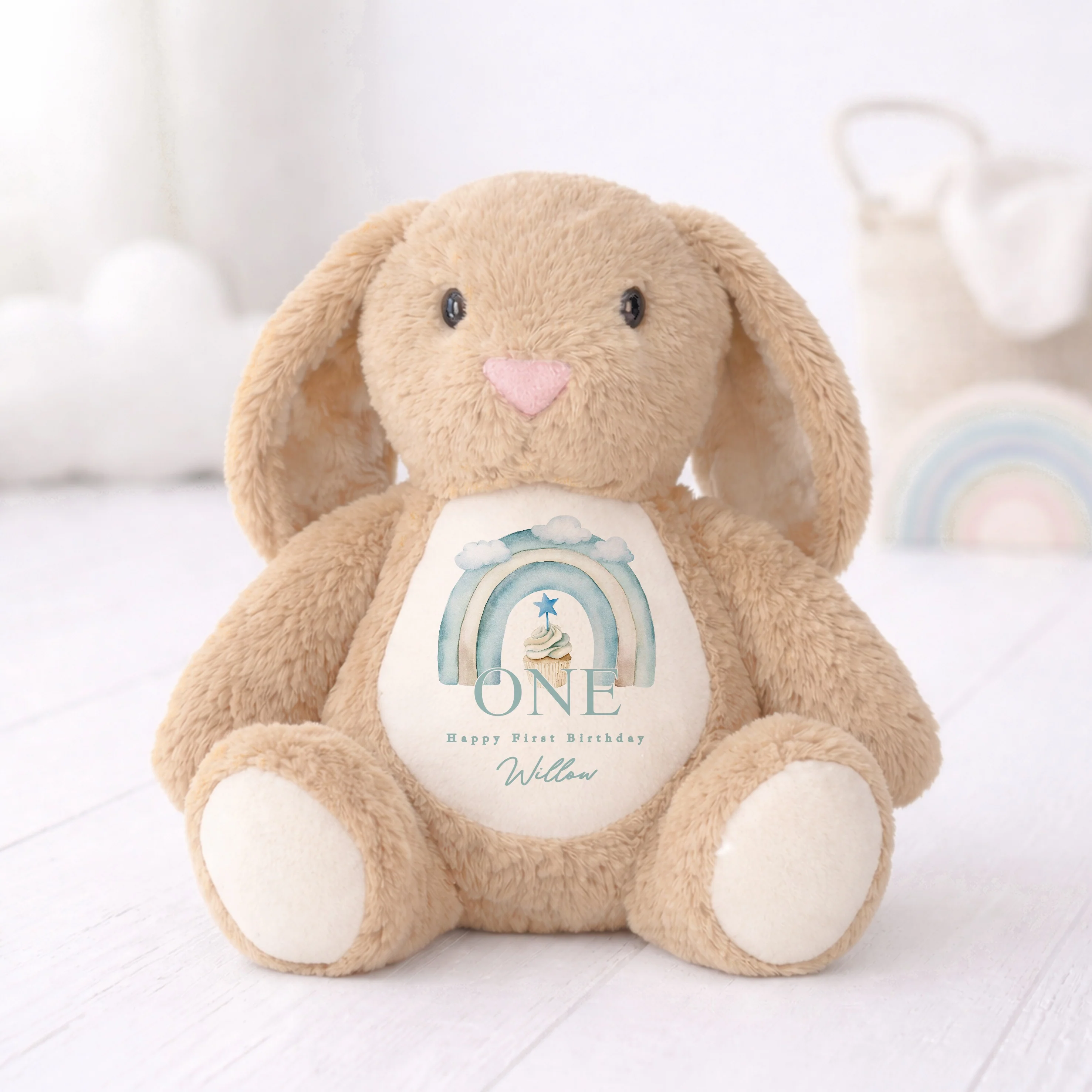Personalised Blue Cupcake First Birthday Teddy - Image 2