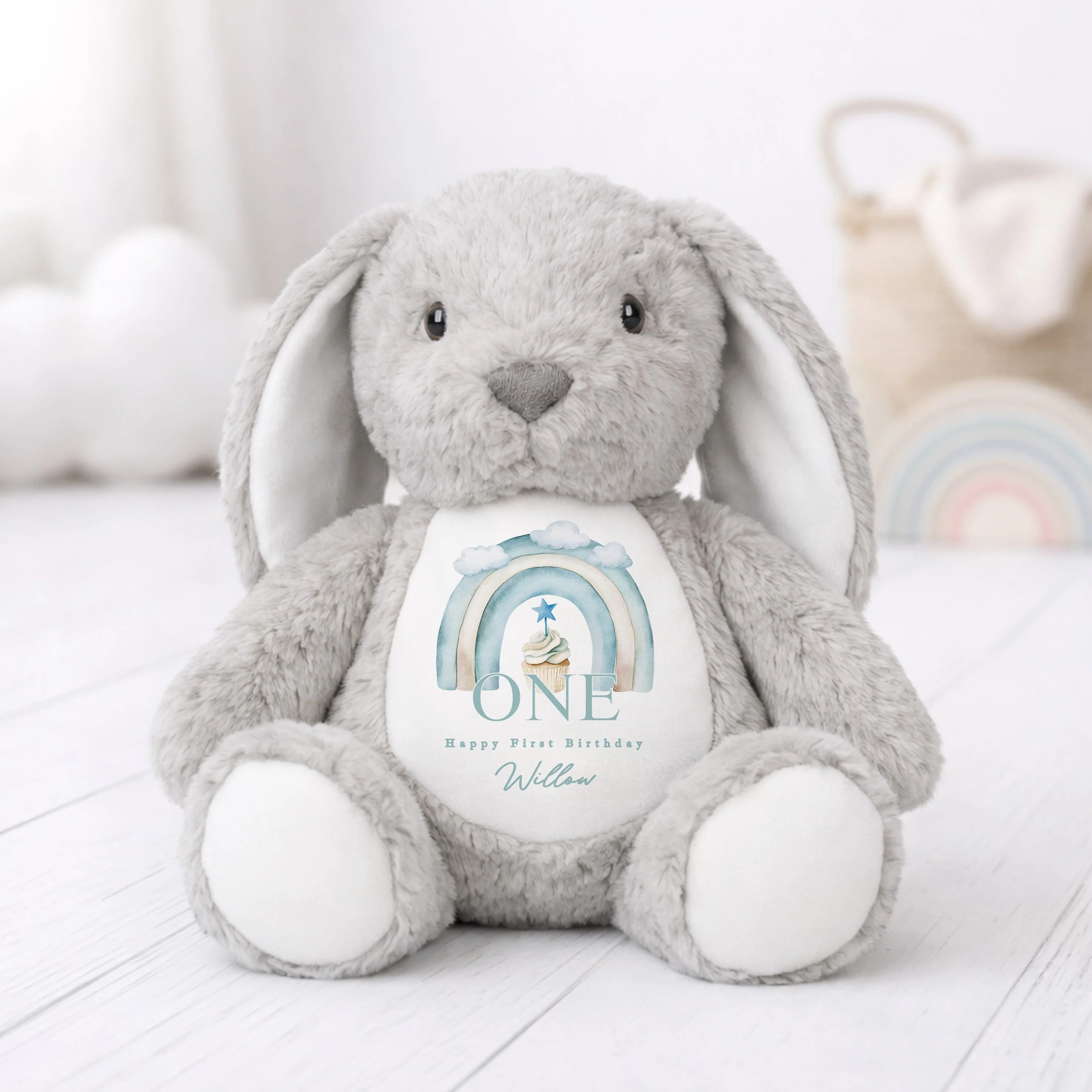 Personalised Blue Cupcake First Birthday Teddy - Image 4