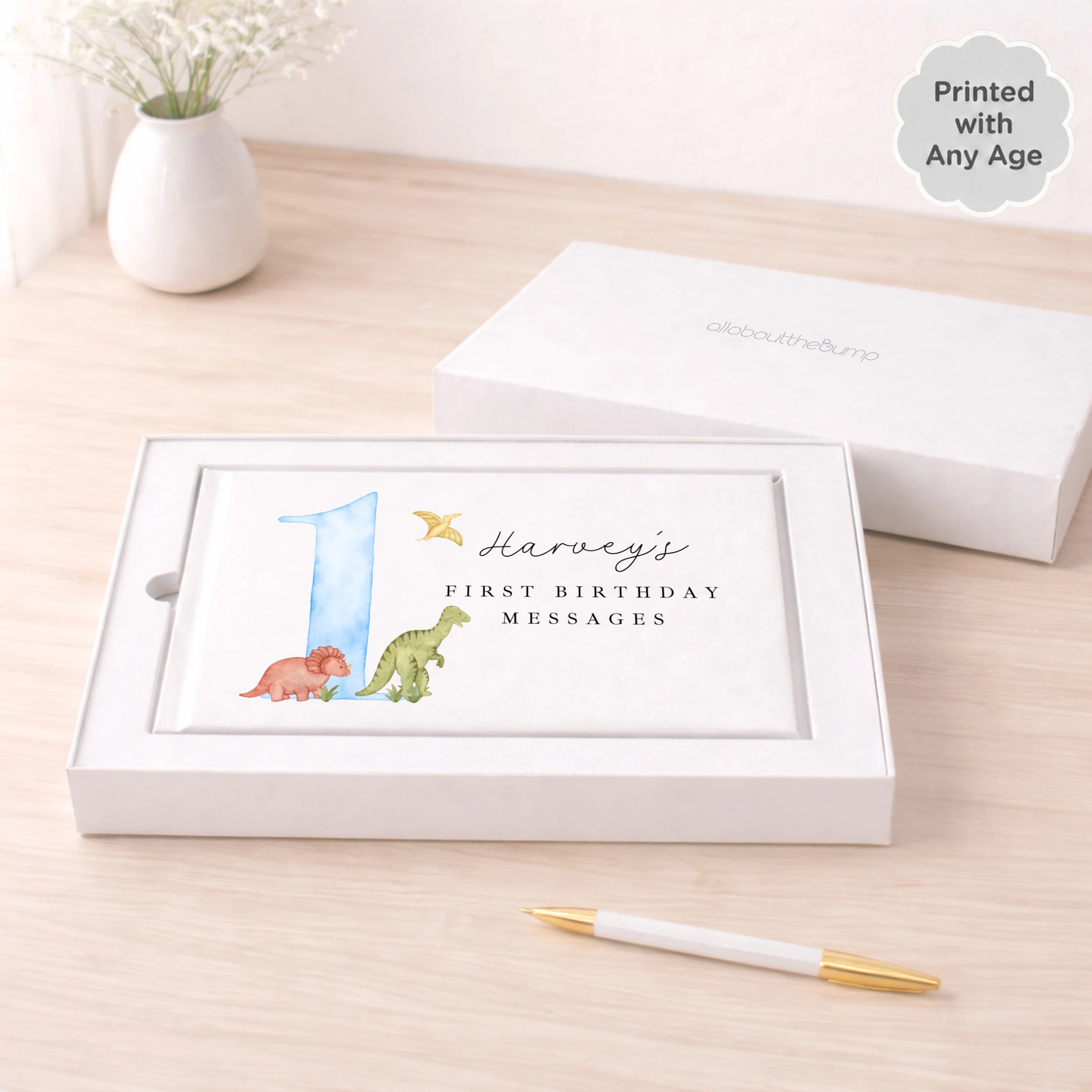 Personalised Blue Dinosaur Birthday Party Guest Book - Image 3
