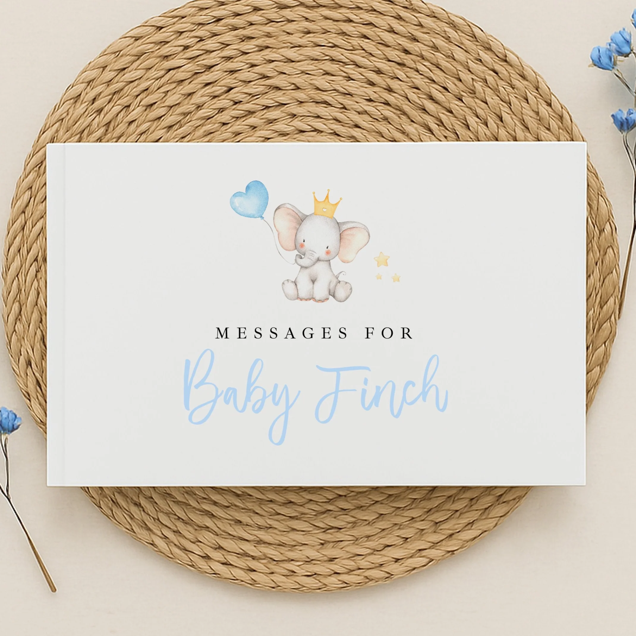 Personalised Blue Elephant Baby Shower Guest Book - Image 3