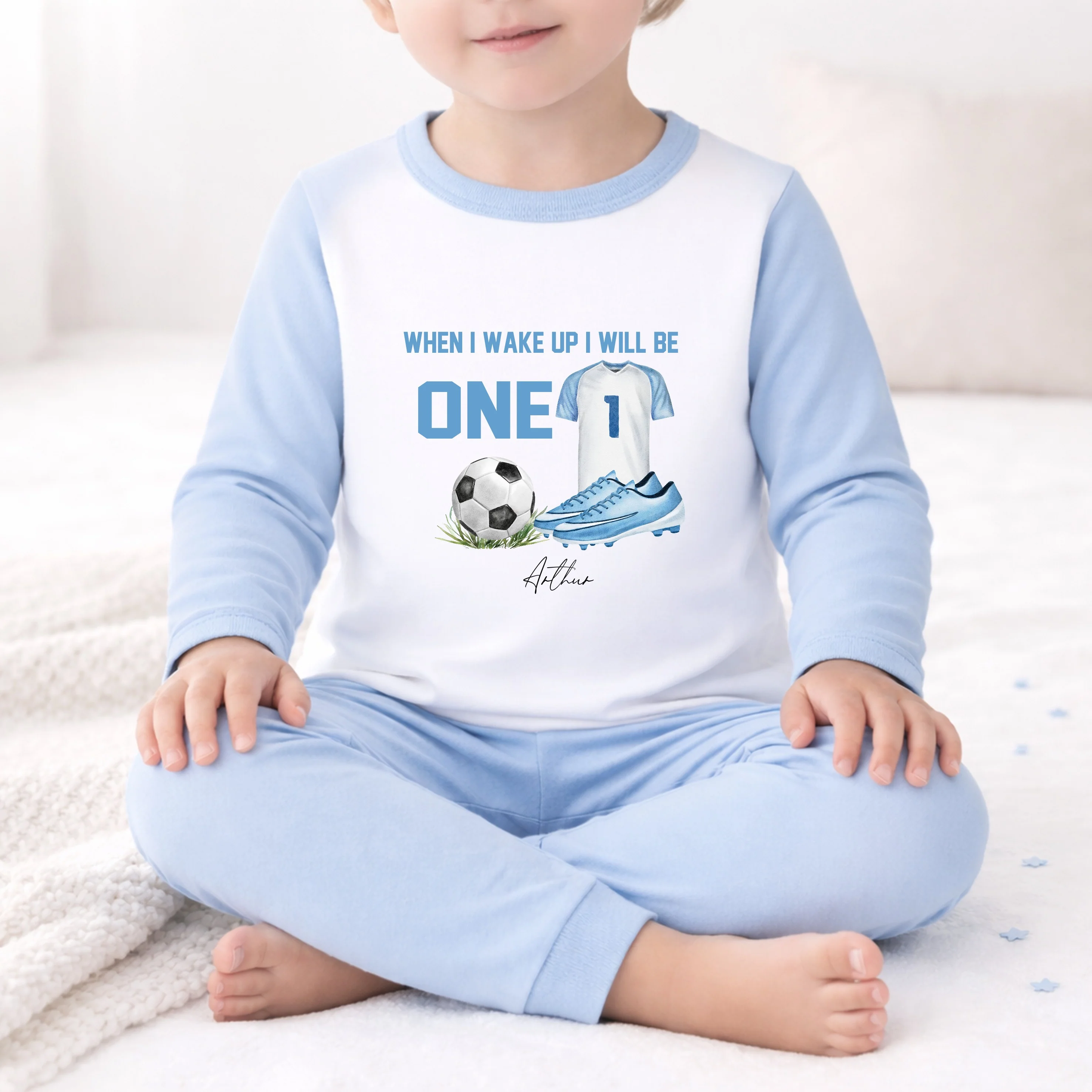 Personalised Blue Football Any Age Birthday Pyjamas - Image 5