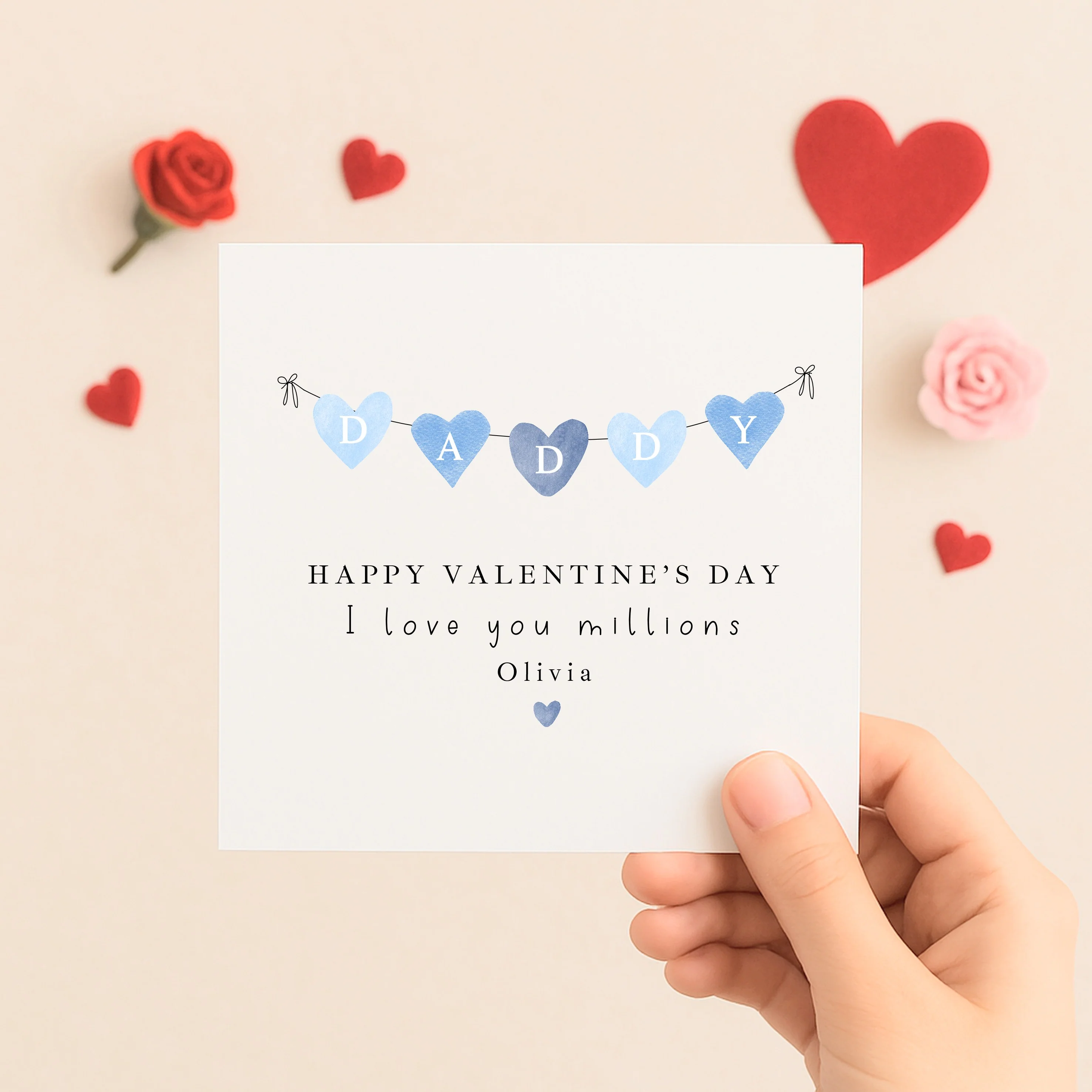 Personalised Blue Happy Valentine's Day Daddy Card - Image 6