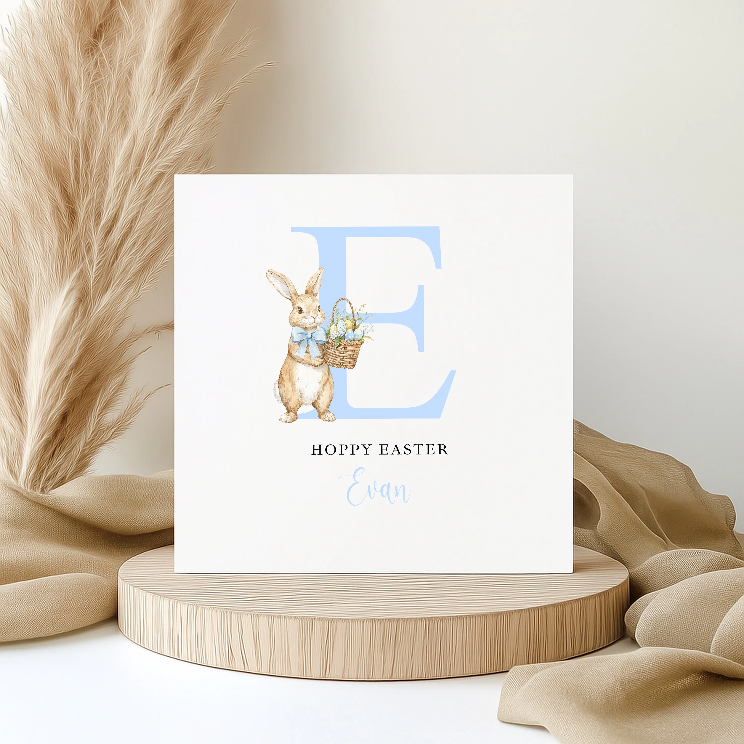 Personalised Blue Initial Bunny Hoppy Easter Card - Image 4