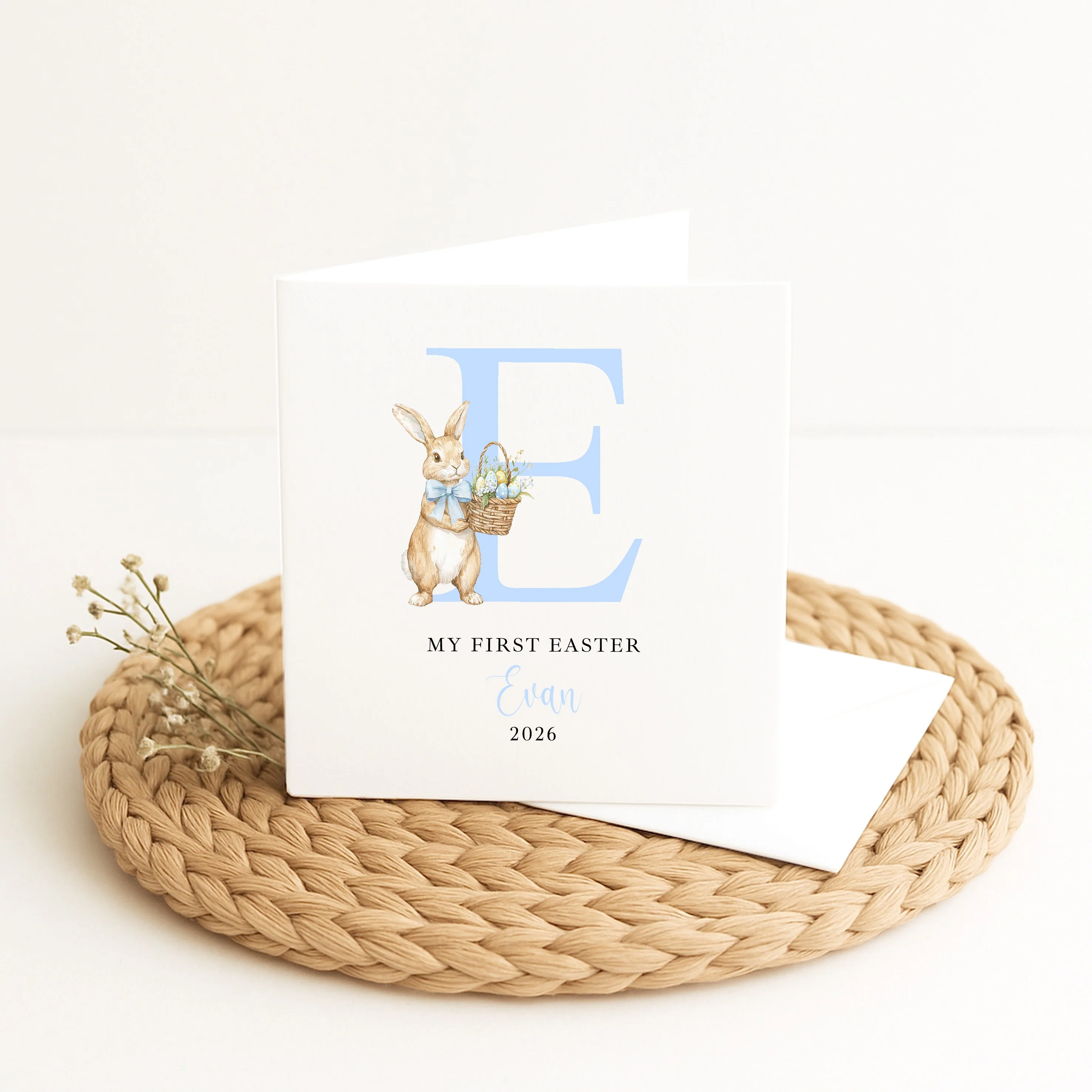 Personalised Blue Initial Bunny My First Easter Card - Image 4