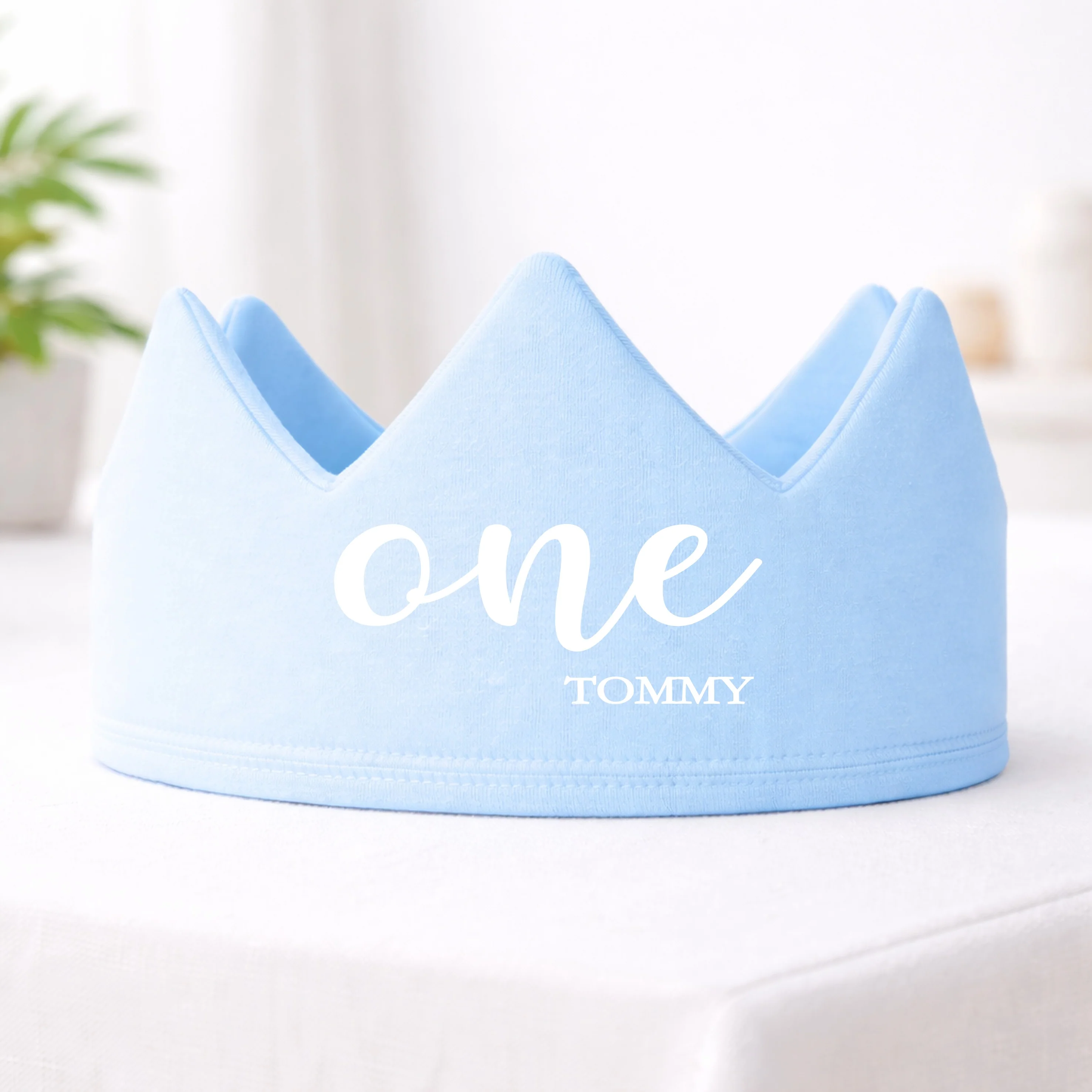 Personalised Blue One Script First Birthday Crown - Image 2