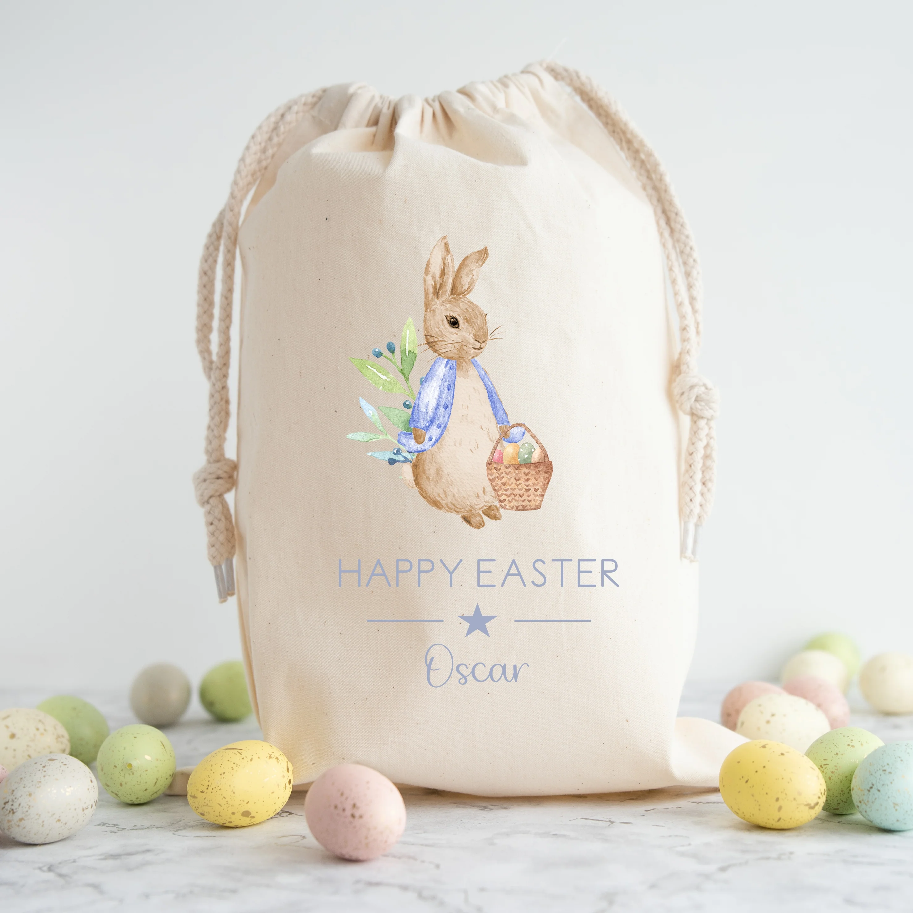 Personalised Blue or Pink Happy Easter Treat Bag - Image 3