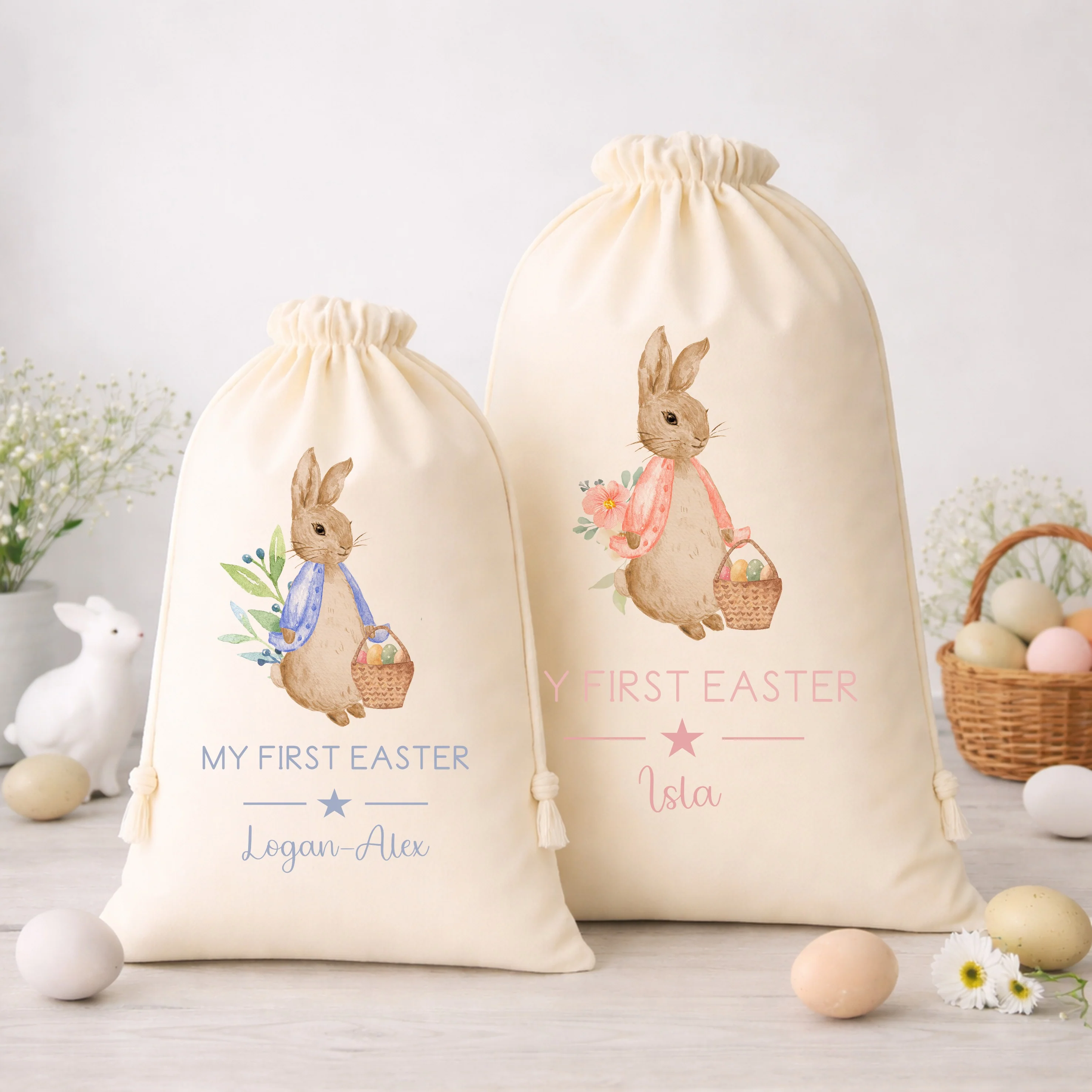 Personalised Blue or Pink Happy Easter Treat Bag - Image 4