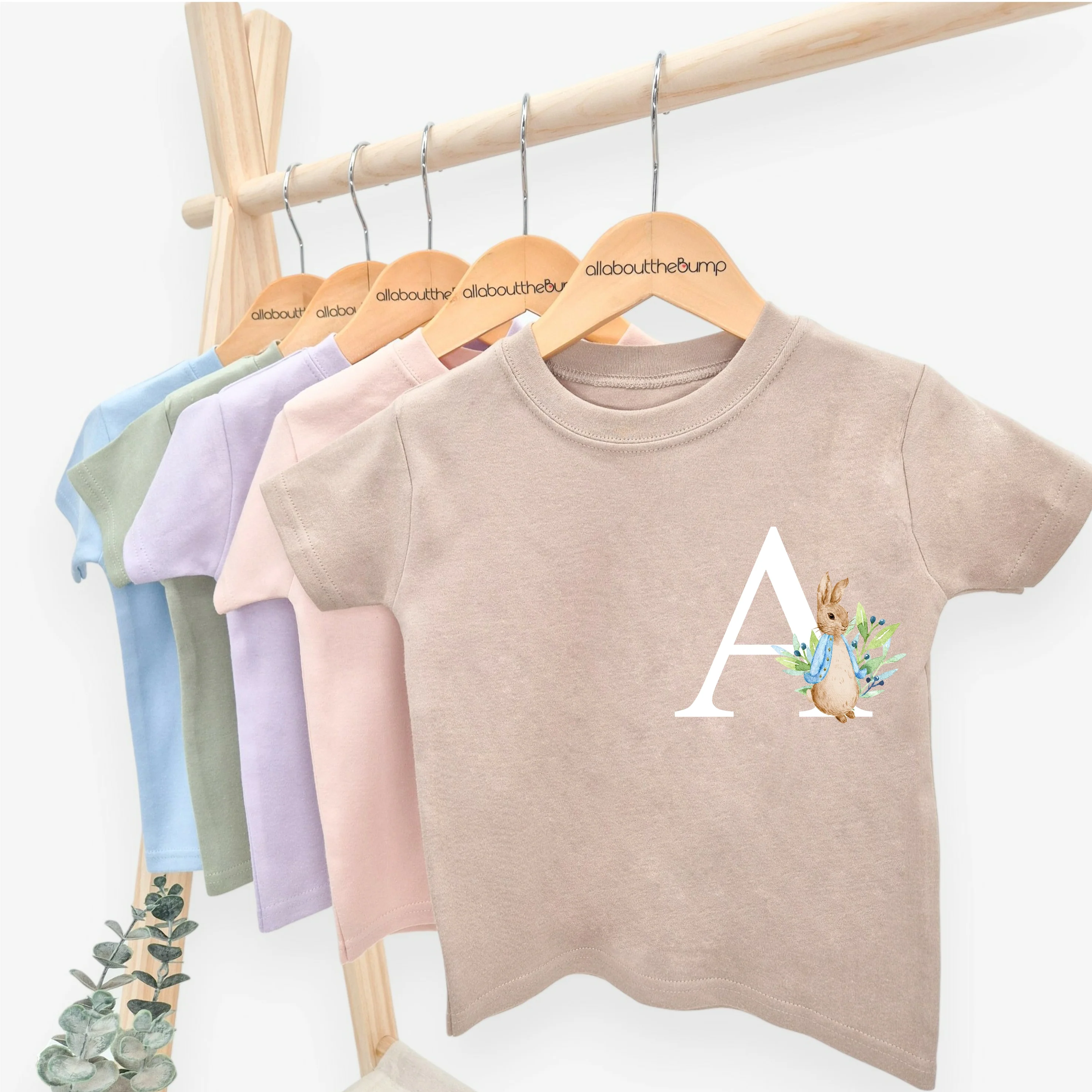 Personalised Blue Rabbit Initial T-shirt - Image 4