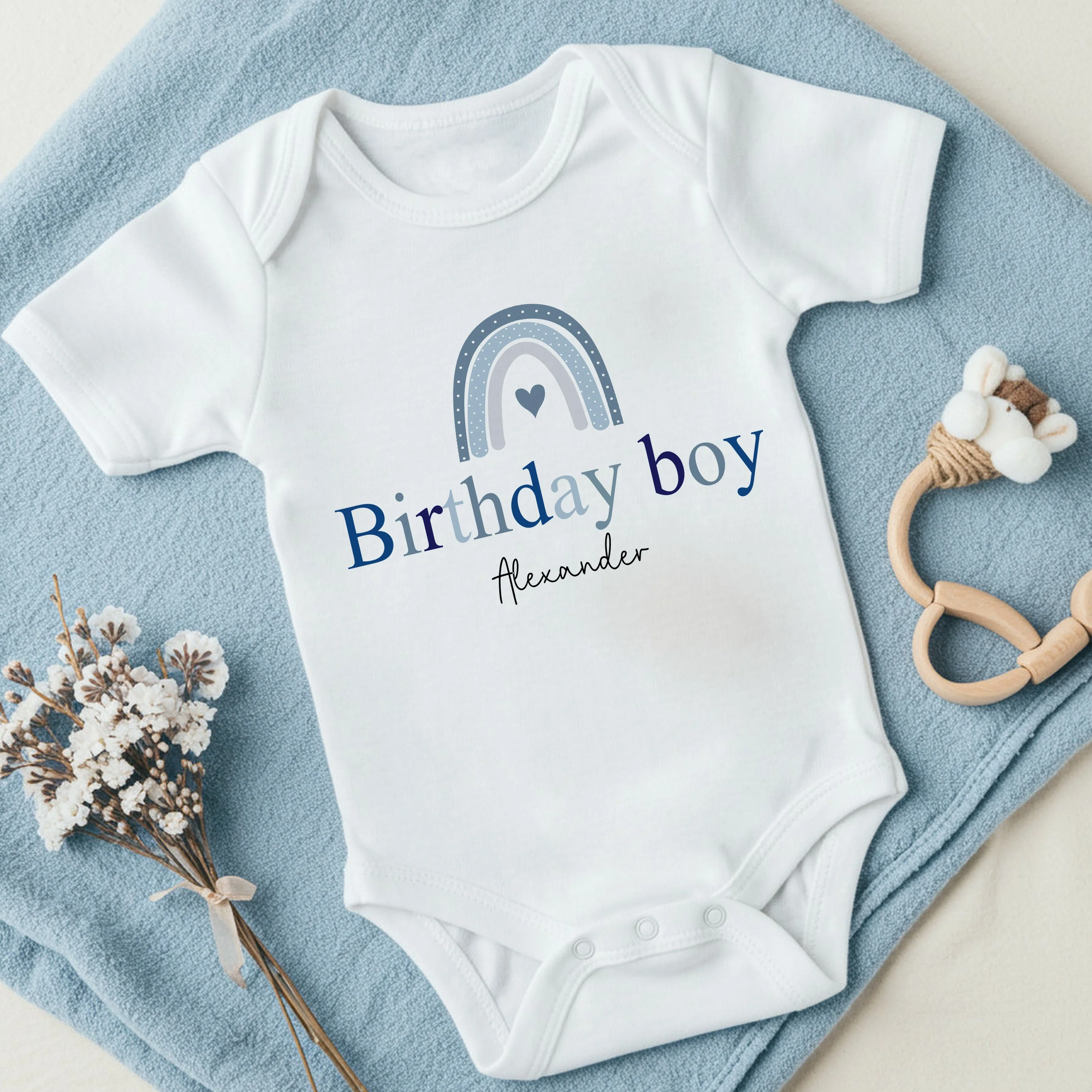 Personalised Blue Rainbow First Birthday Vest - Image 3