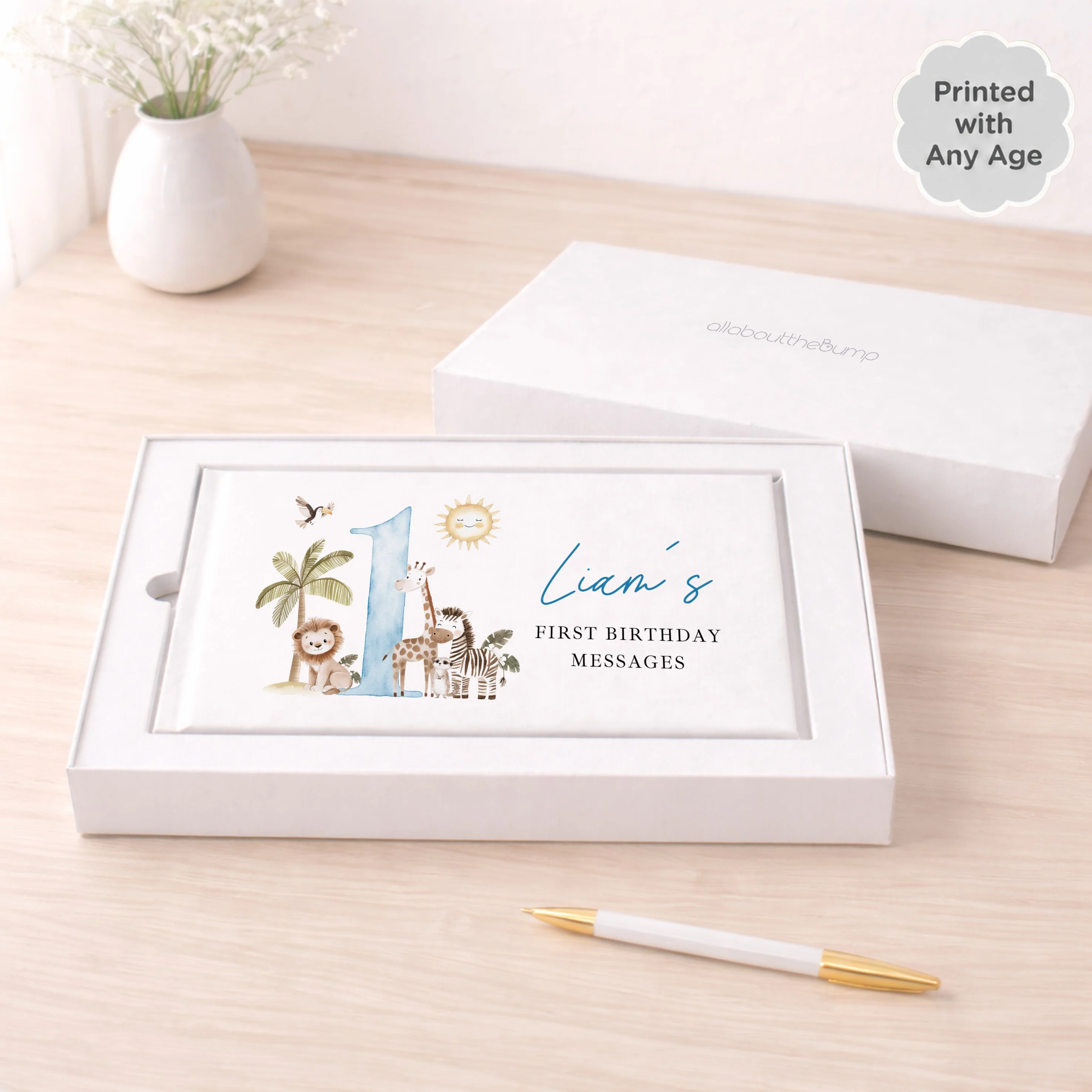 Personalised Blue Safari Any Age Birthday Guest Book - Image 2