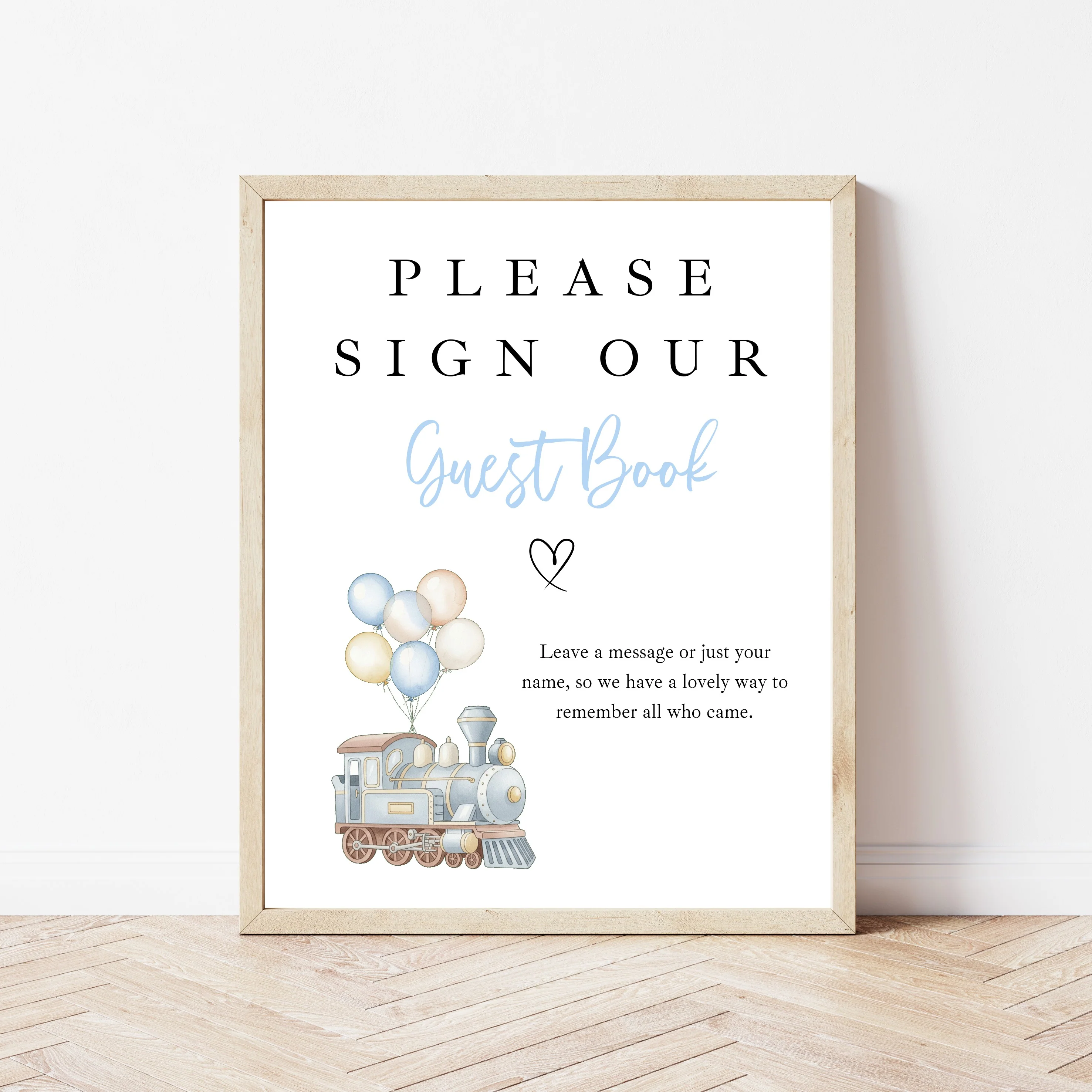 Personalised Blue Train First Birthday Guest Book - Image 6