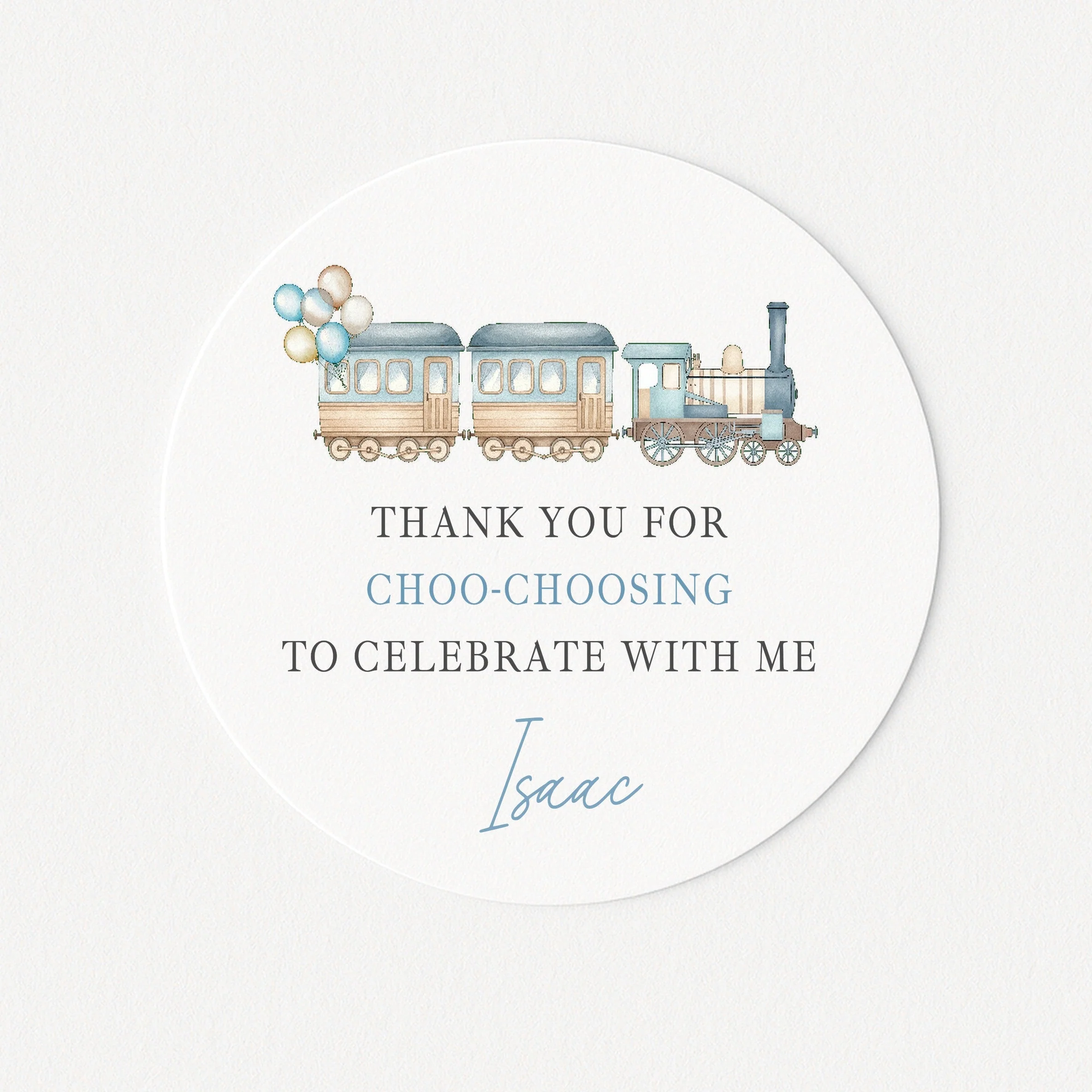 Personalised Blue Train Birthday Stickers