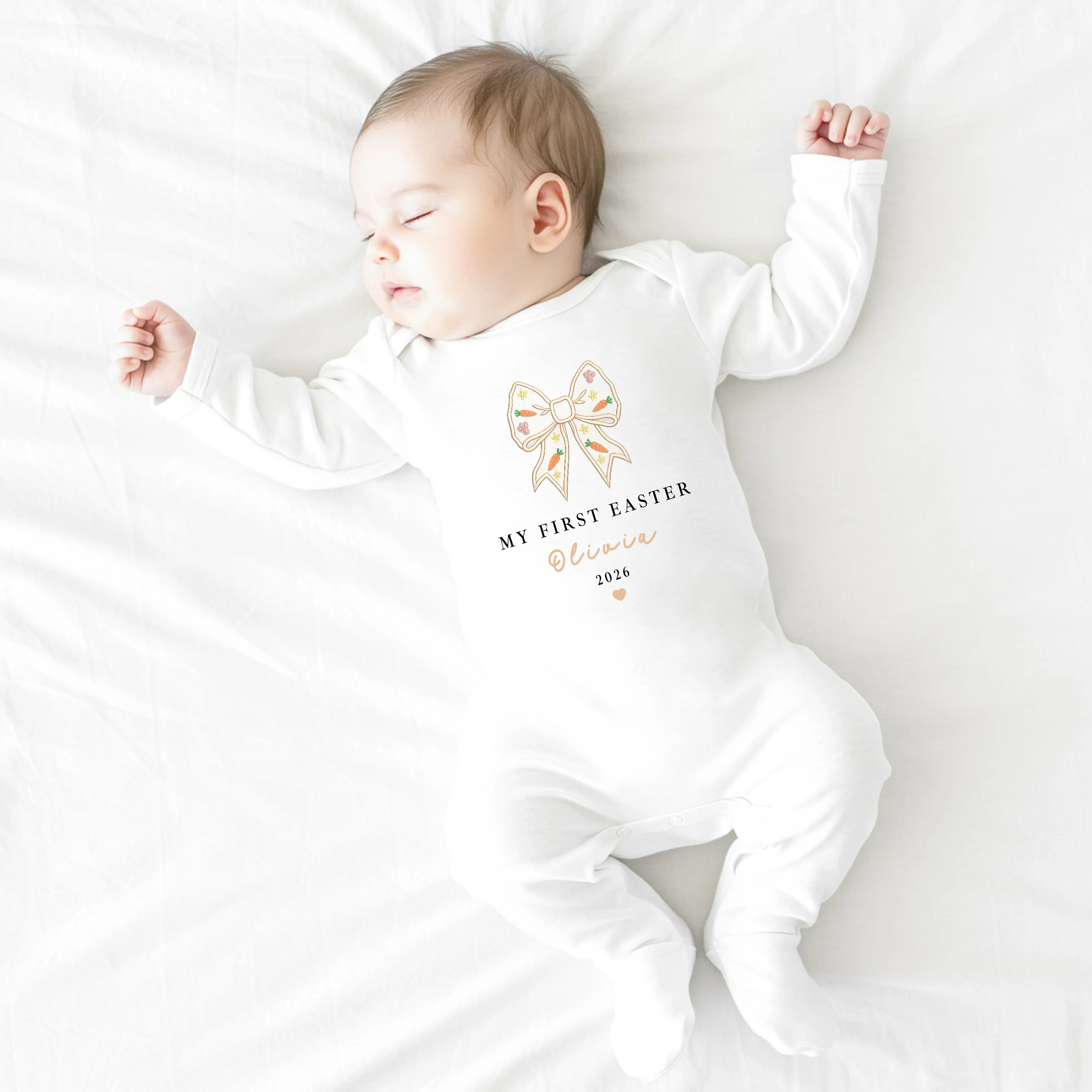 Personalised Bow My First Easter Baby Grow, Vest or Bib - Image 2