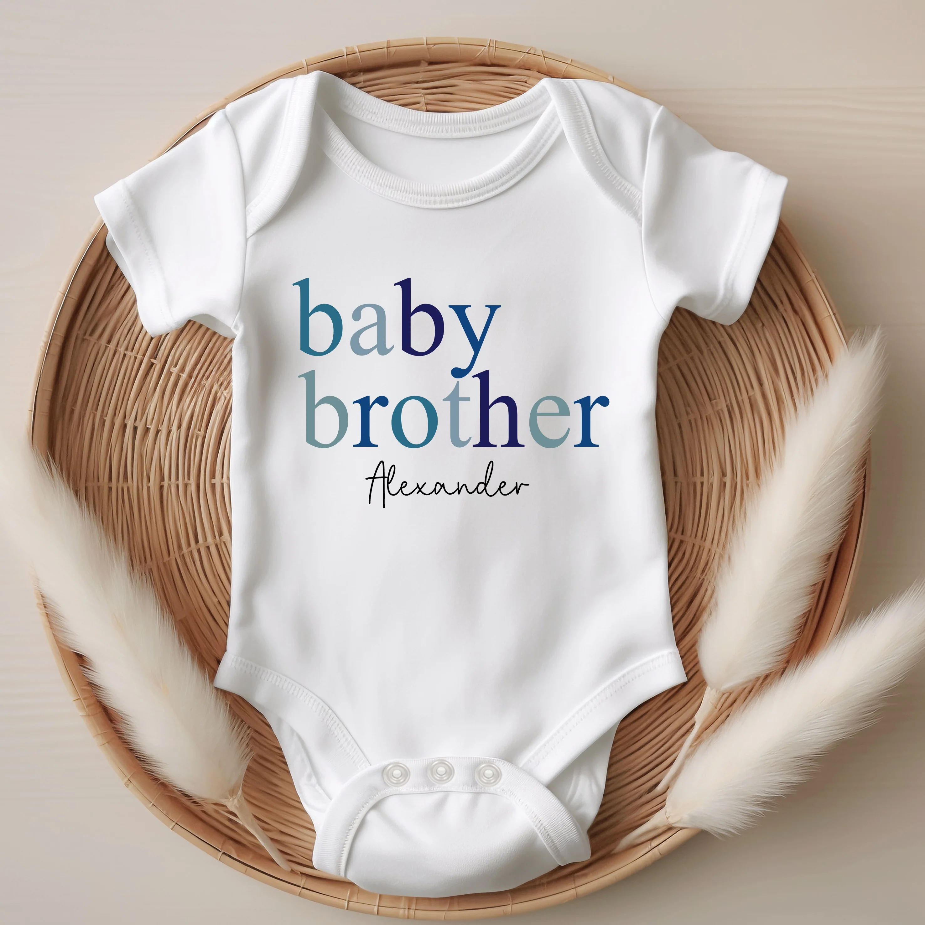 Personalised Boys Blue Sibling Matching T-shirt/Vest/Bib - Image 3