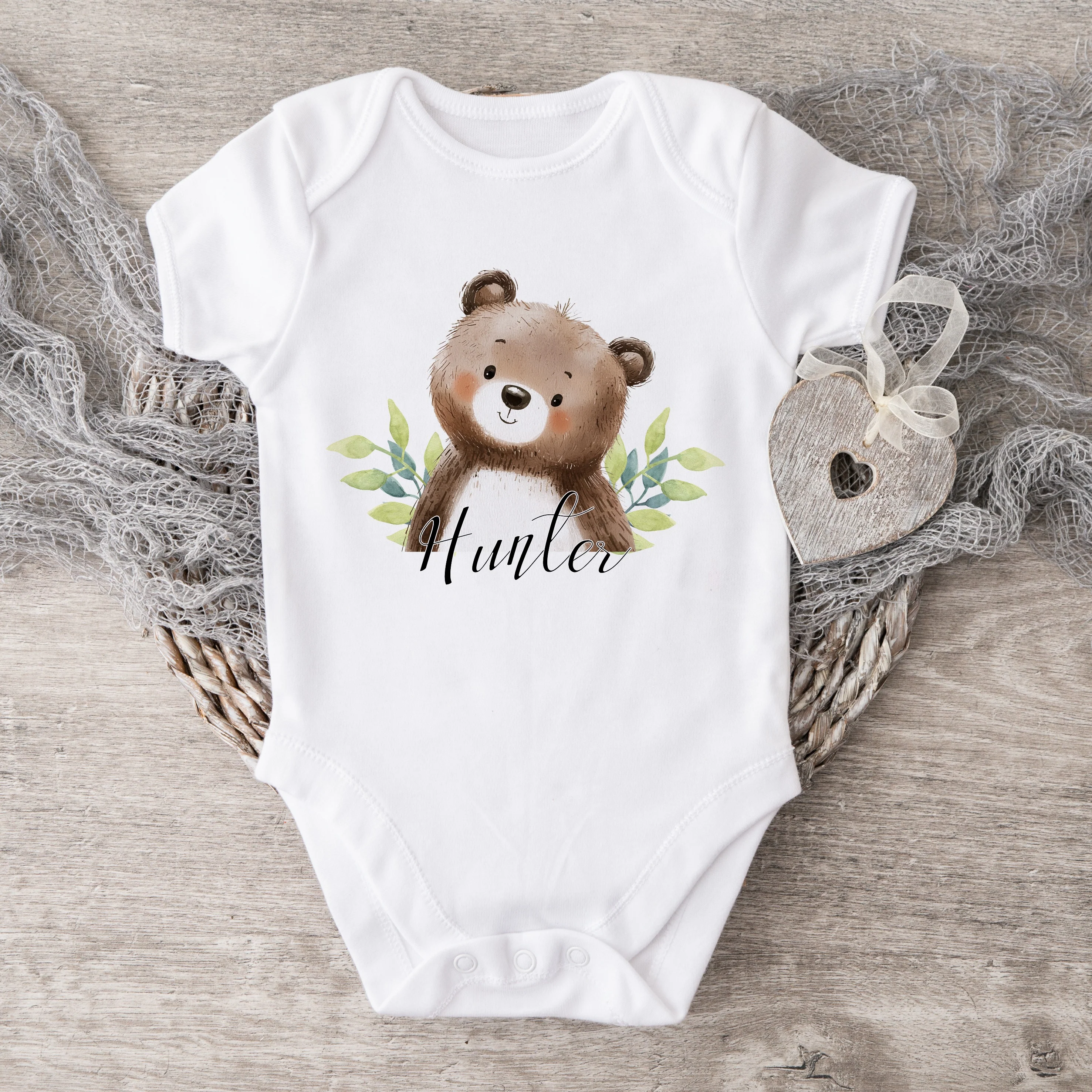Personalised Brown Bear Baby Grow or Vest - Image 5