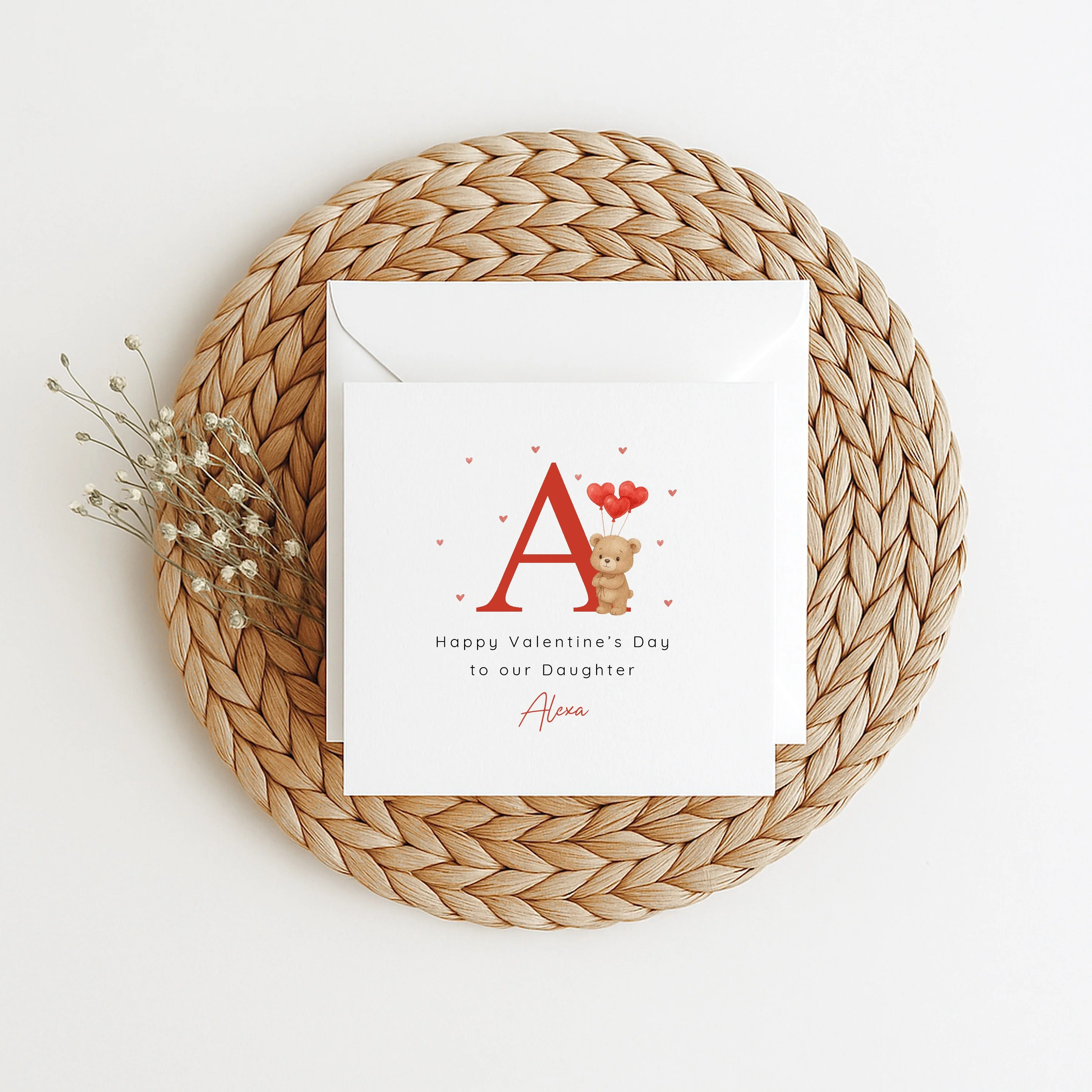 Personalised Brown Bear Initial Happy Valentine's Day Card - Image 4