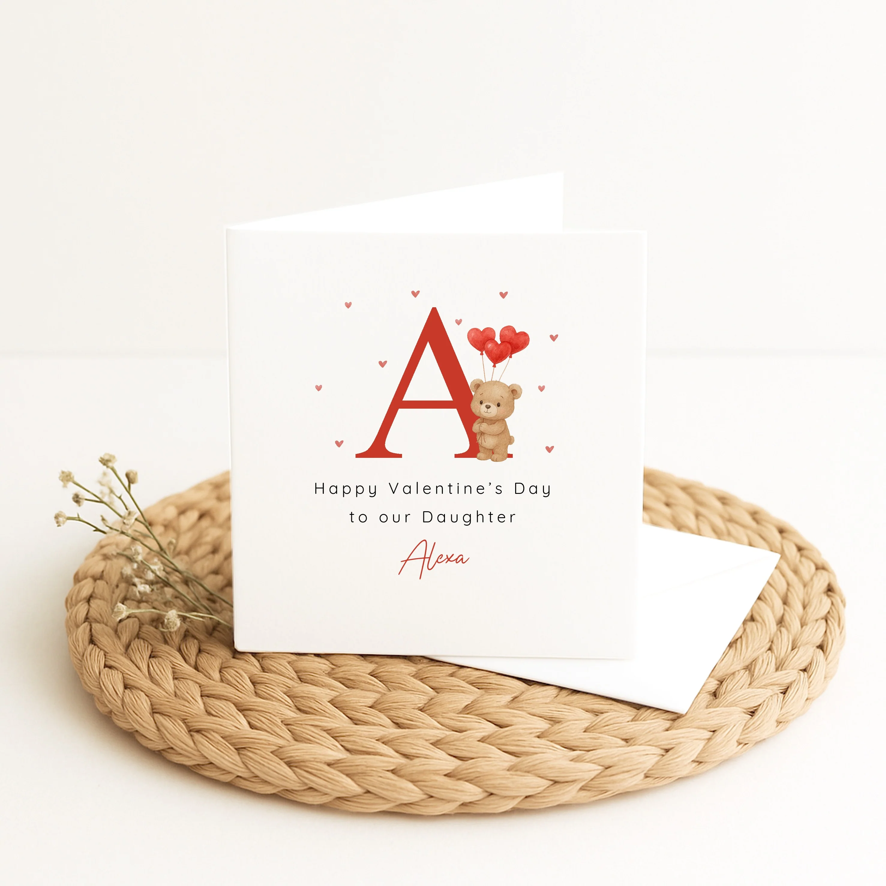 Personalised Brown Bear Initial Happy Valentine's Day Card - Image 5