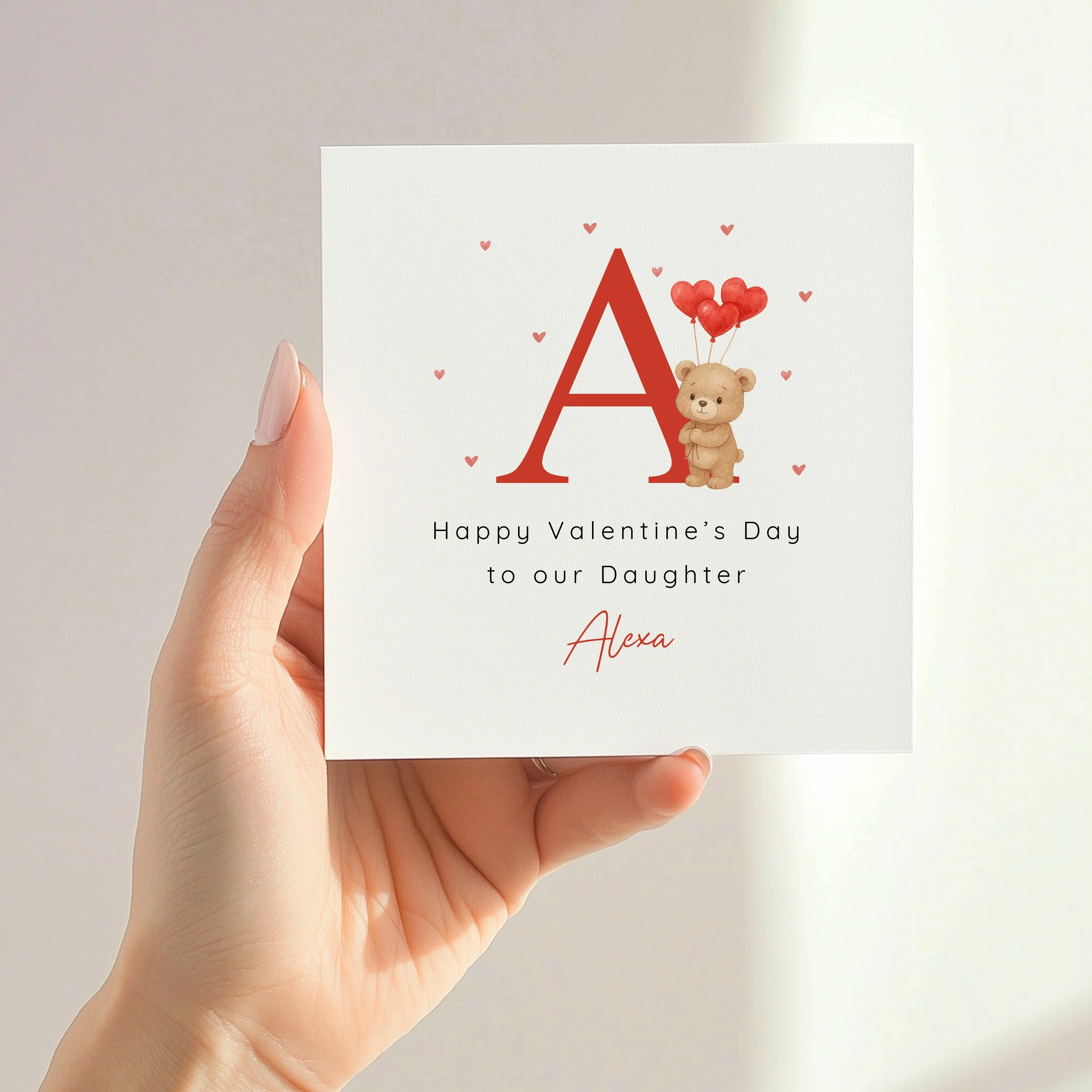 Personalised Brown Bear Initial Happy Valentine's Day Card - Image 6