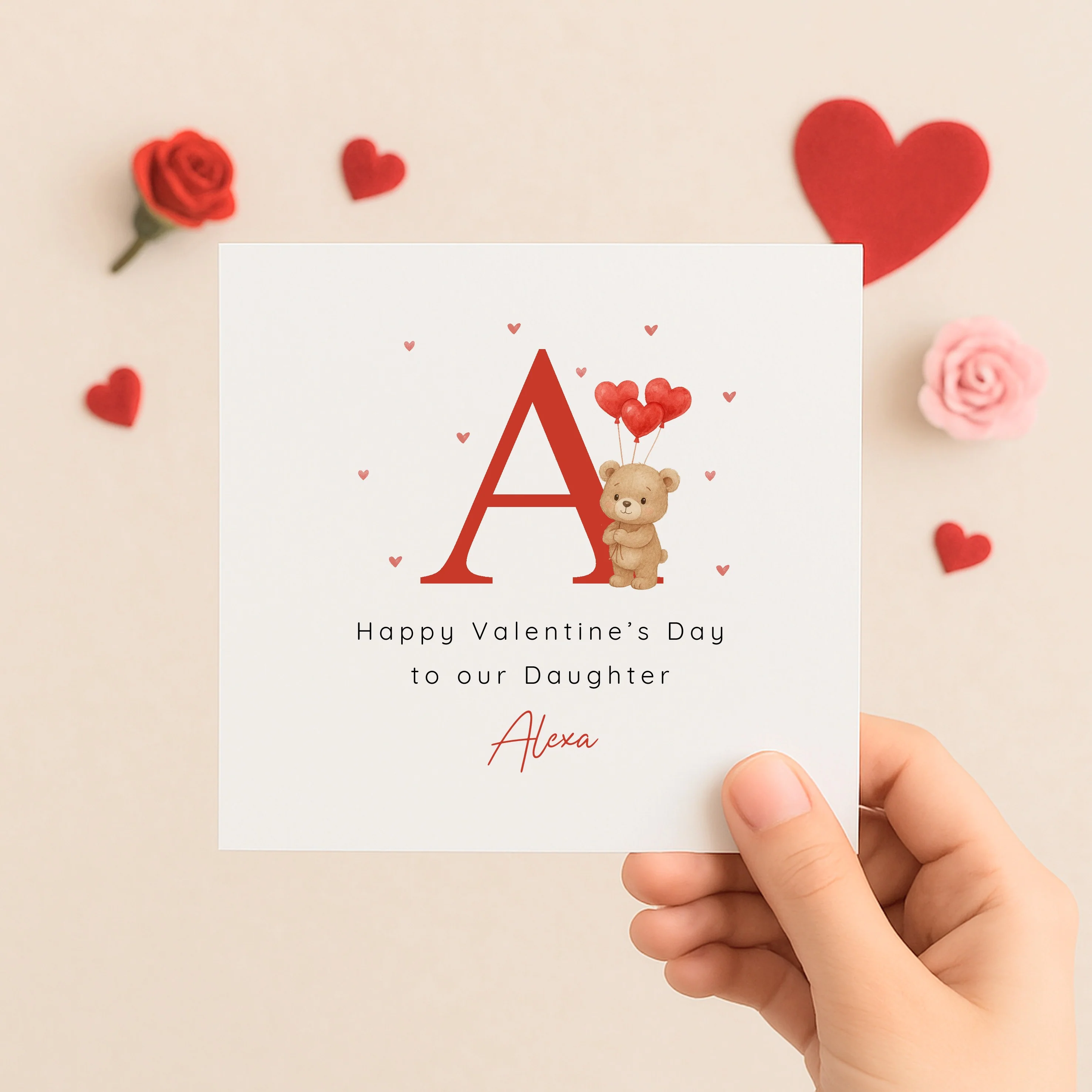 Personalised Brown Bear Initial Happy Valentine's Day Card - Image 7