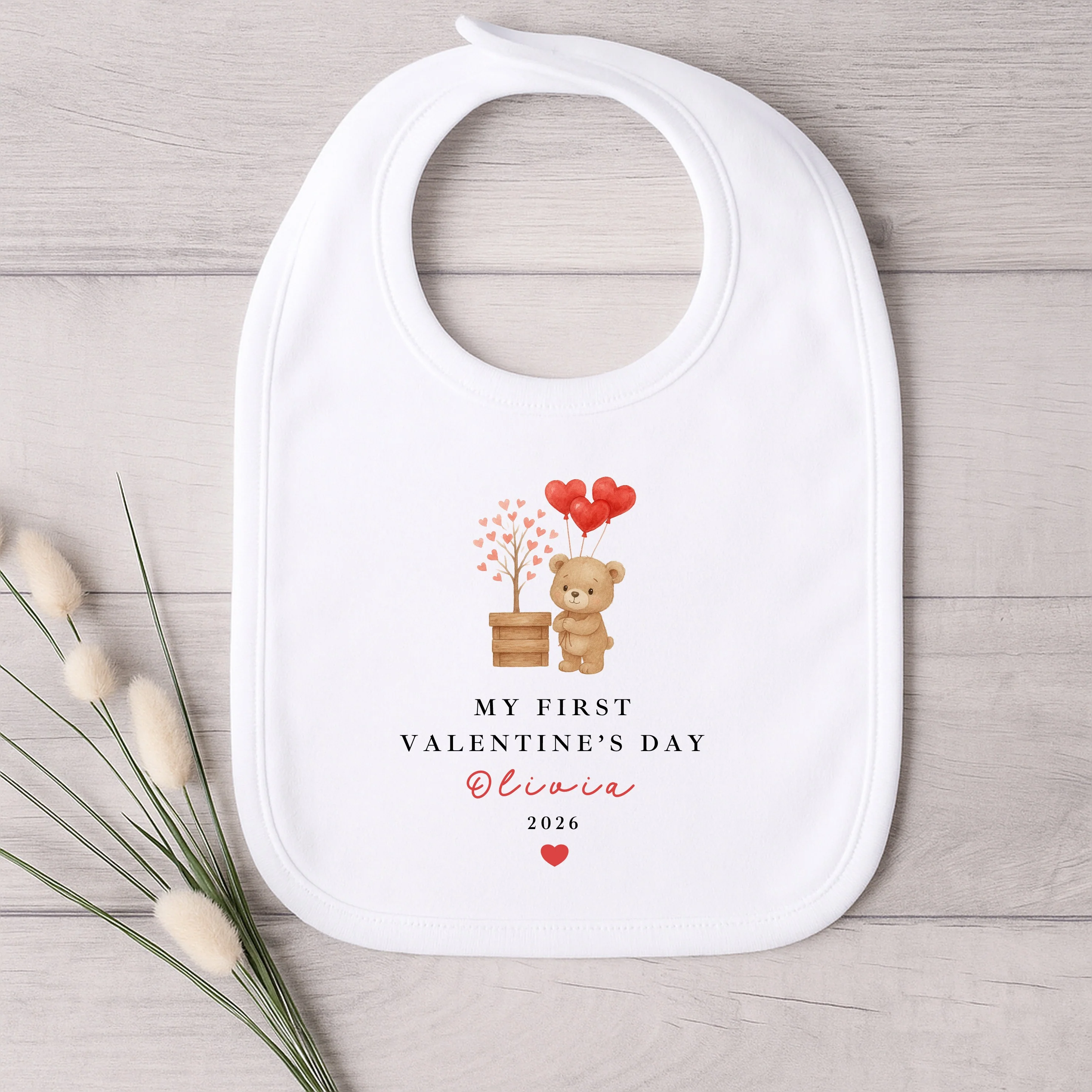 Personalised Brown Bear My First Valentines Day Baby Grow, Vest or Bib - Image 4
