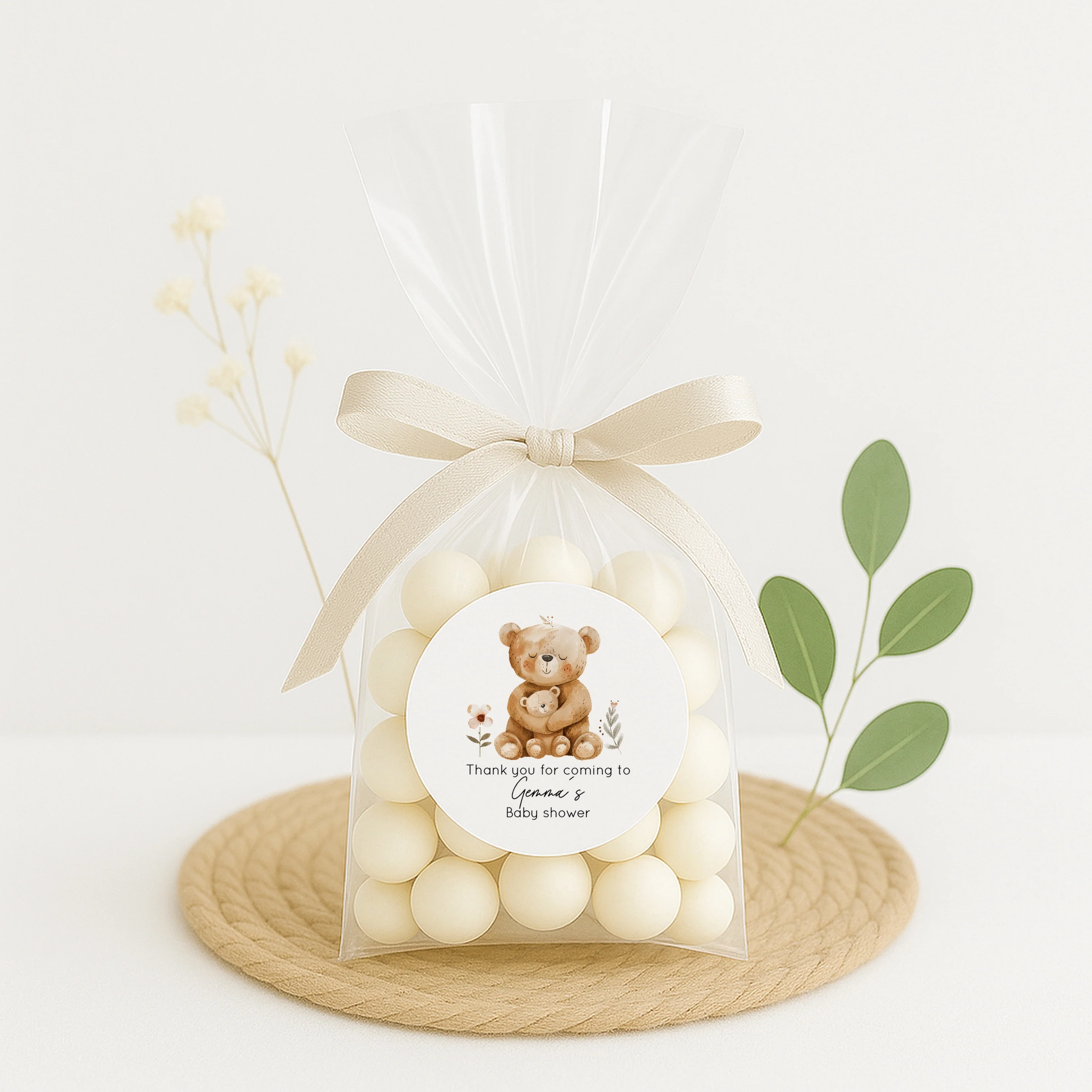 Personalised Brown Bears Baby Shower Stickers - Image 4