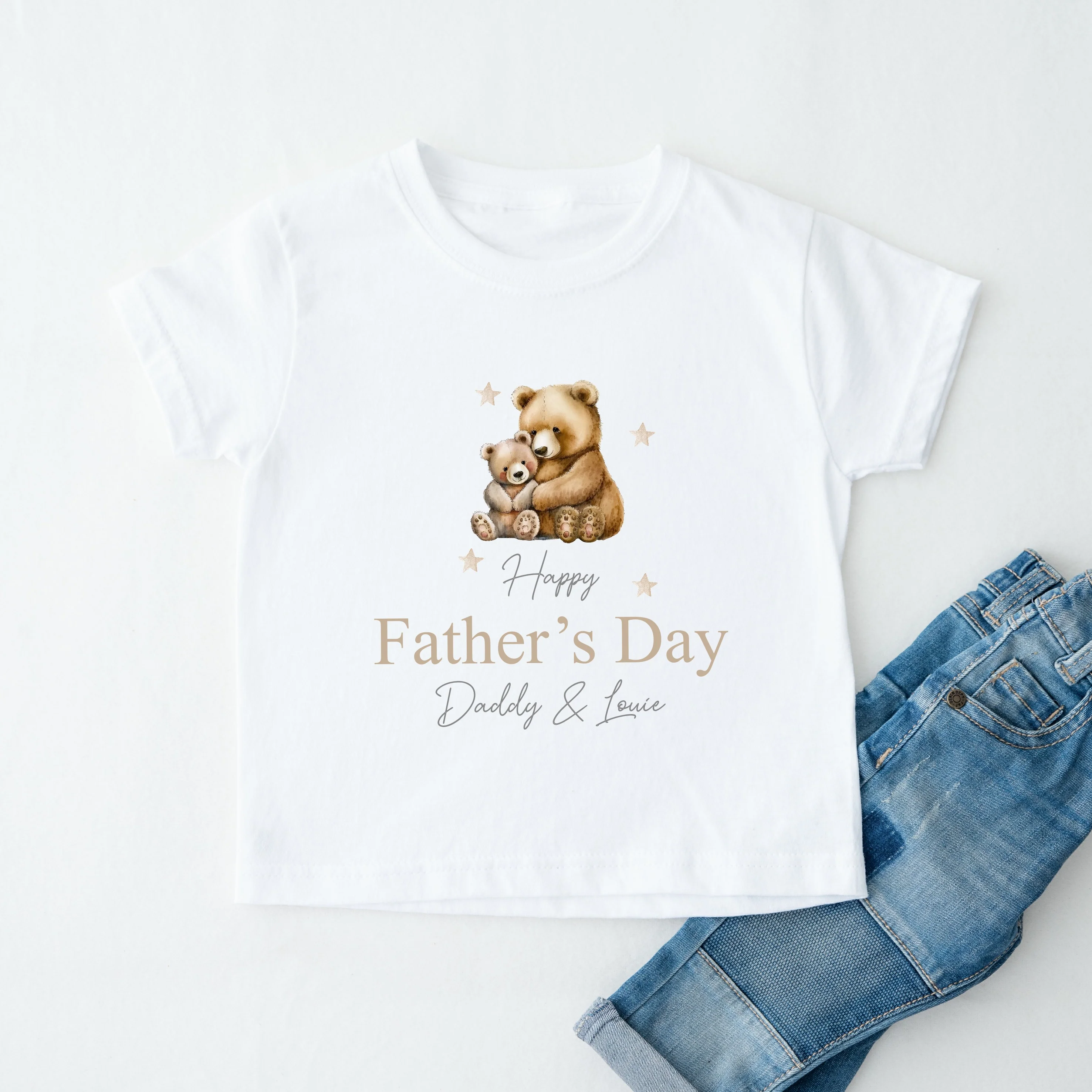 Personalised Brown Bears Happy Father's Day T-shirt - Image 2