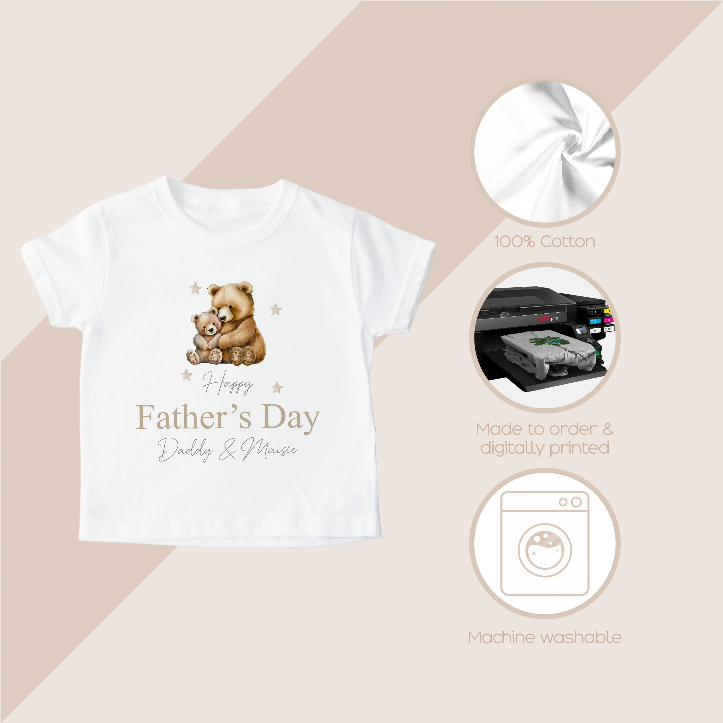 Personalised Brown Bears Happy Father's Day T-shirt - Image 3