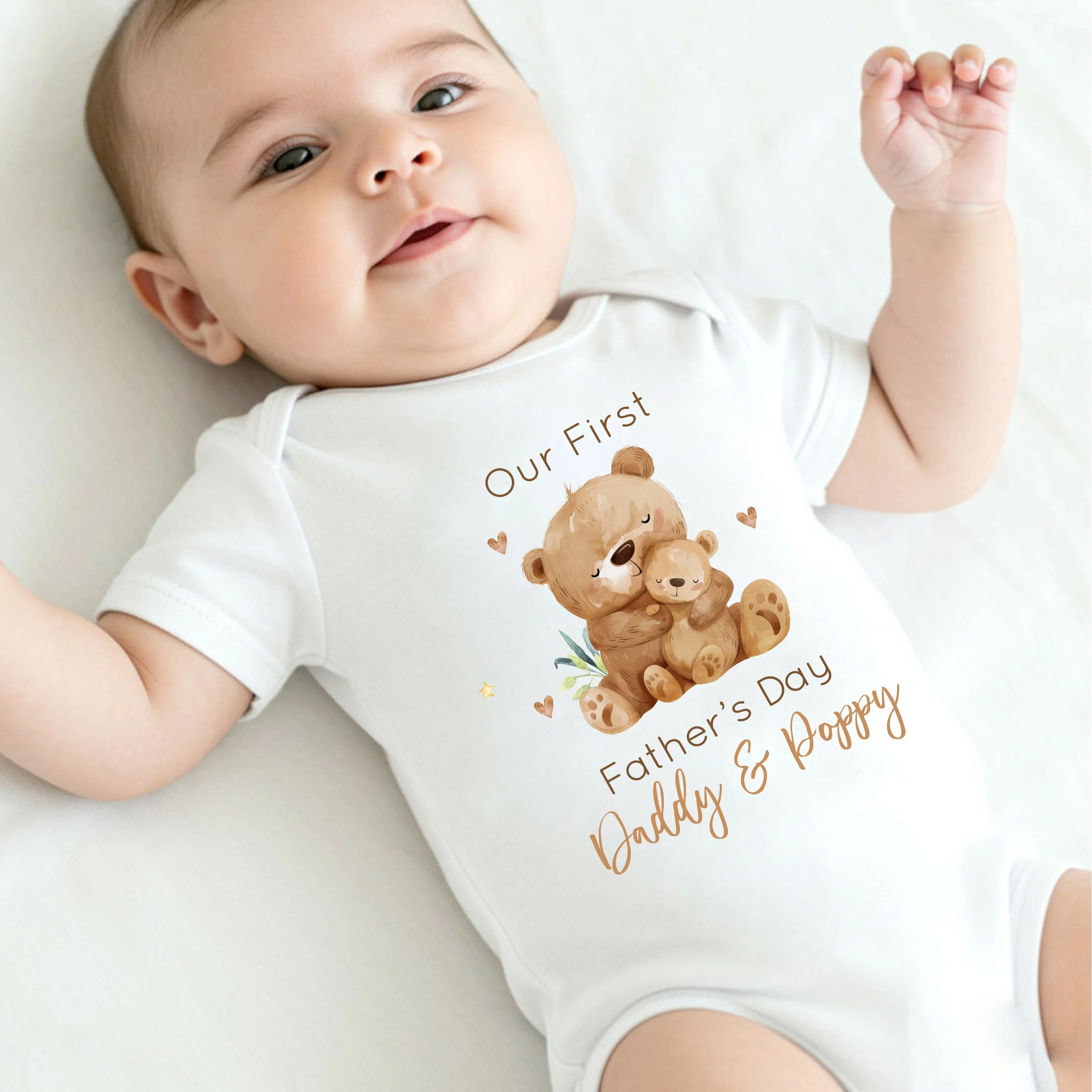 Personalised Brown Bears Our First Father's Day Baby Grow Or Vest - Image 6
