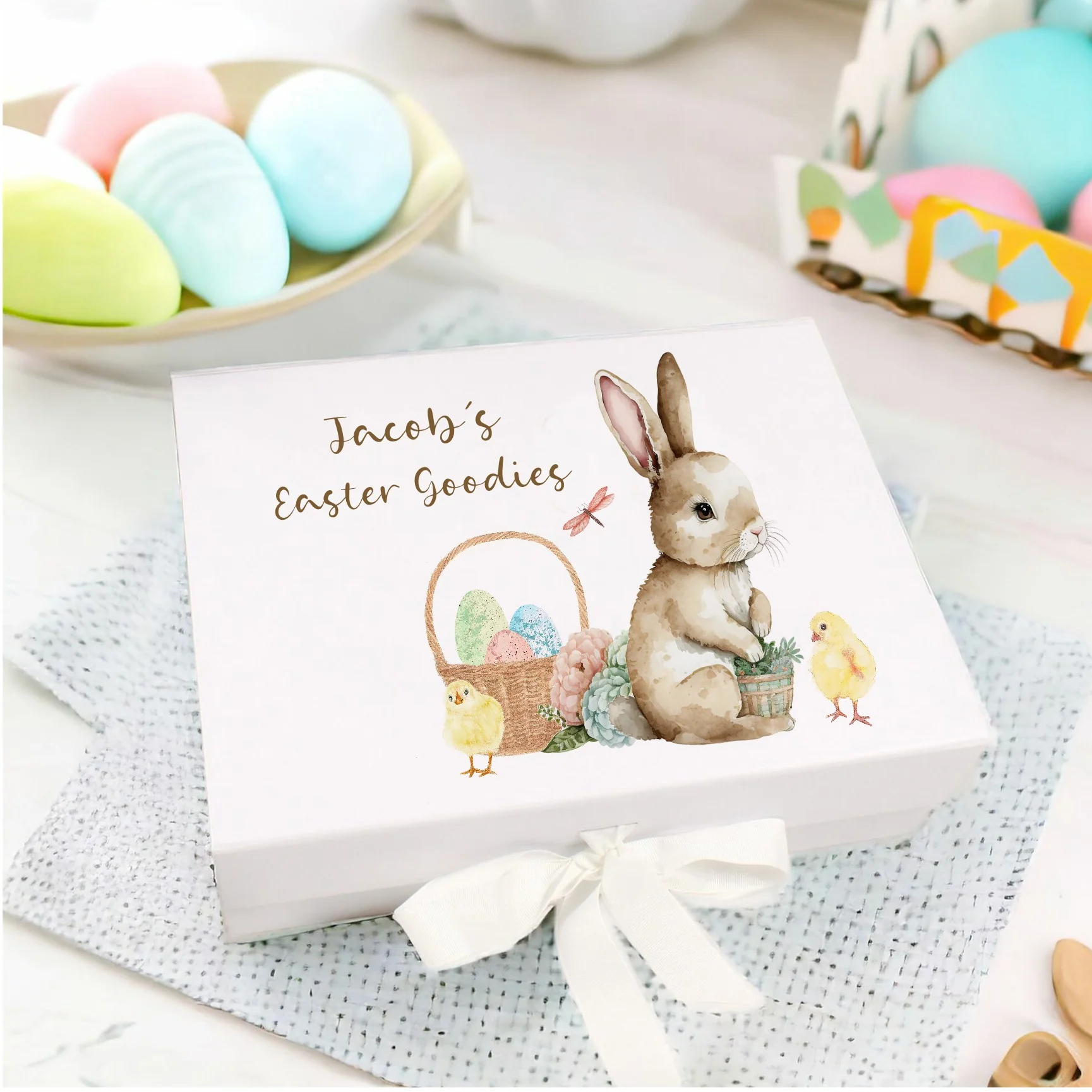 Personalised Brown Bunny Easter Treat Box - Image 2