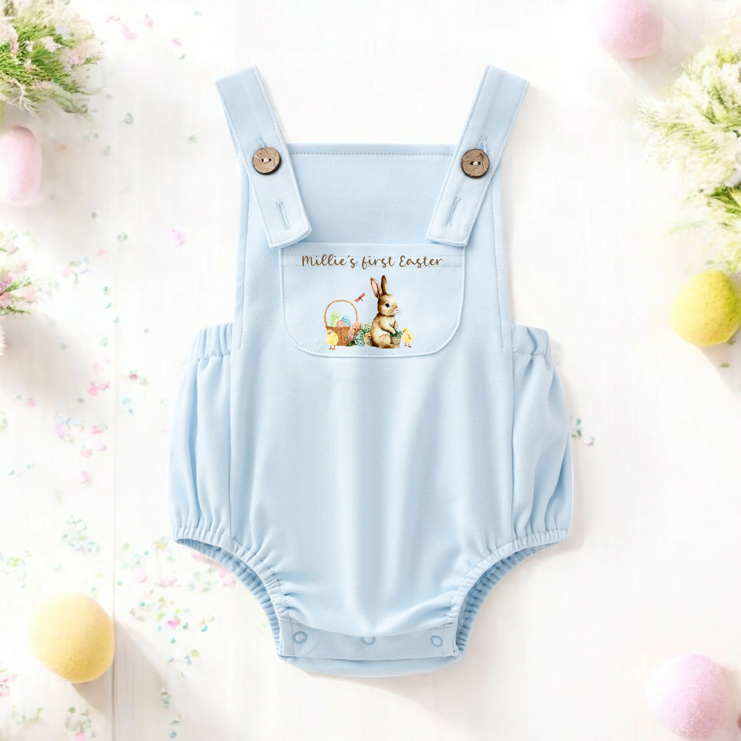 Personalised Brown bunny First Easter Dungarees - Image 5