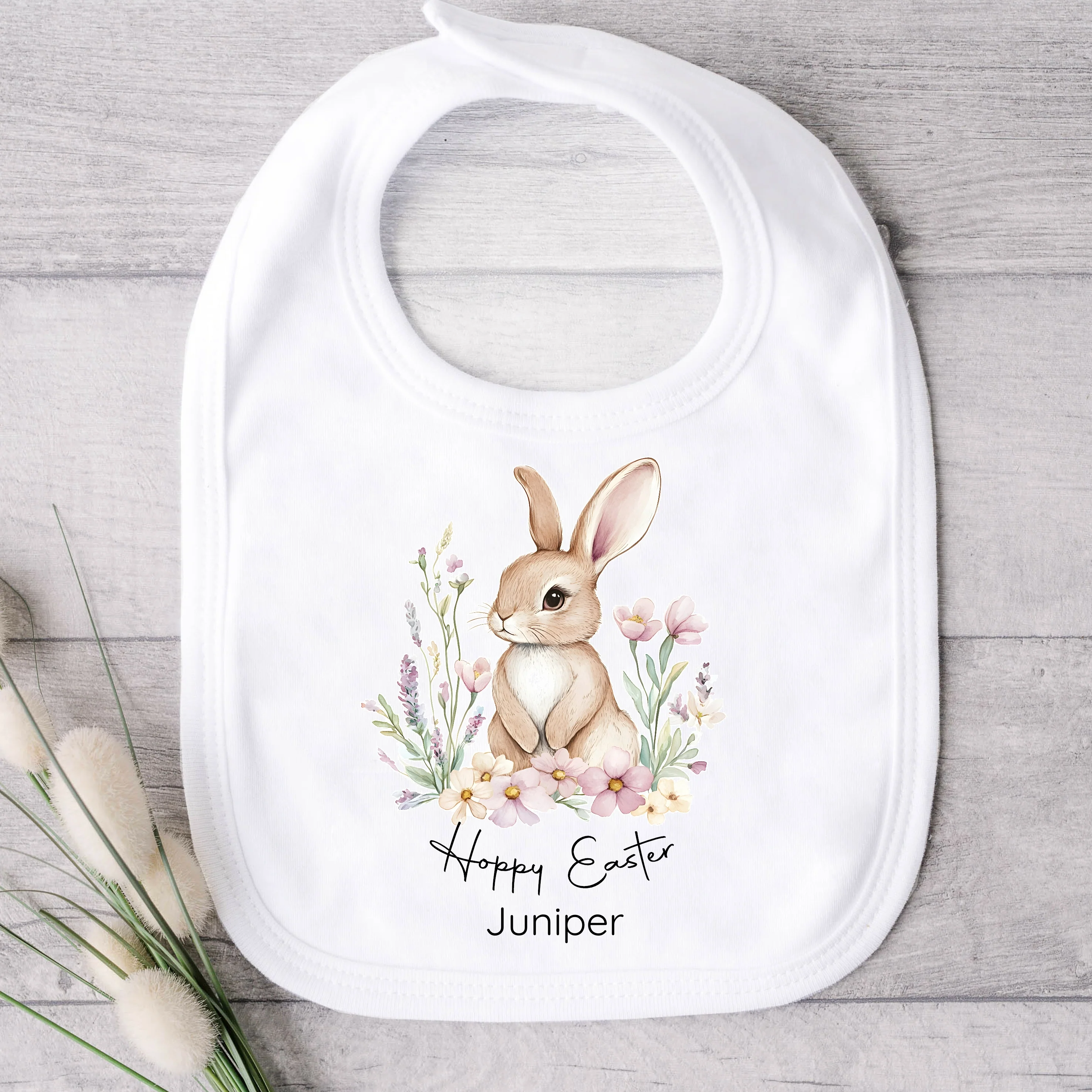 Personalised Brown Rabbit Wreath My First Easter Baby Grow, Vest or Bib - Image 4