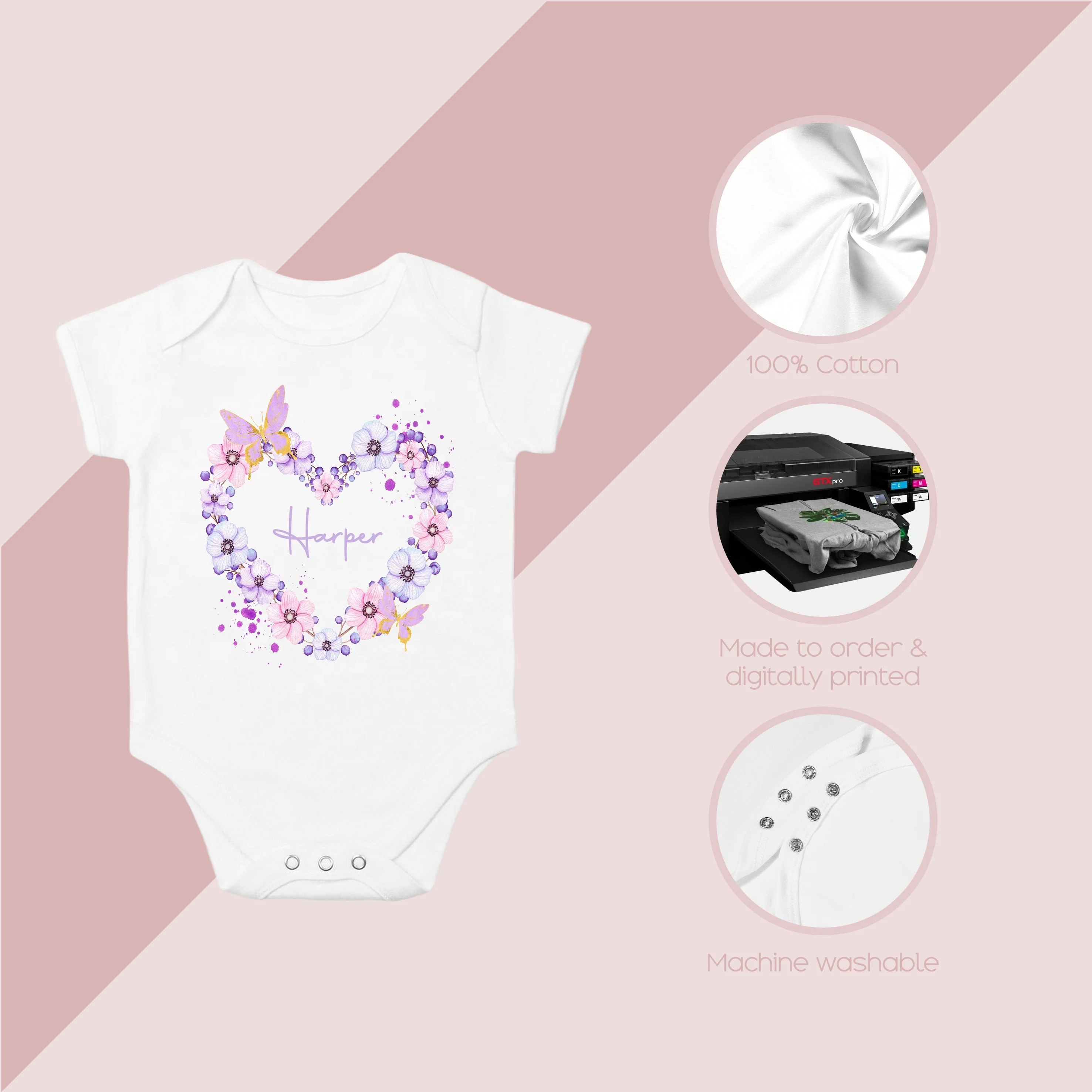 Personalised Butterfly Wreath Babygrow/Vest - Image 4