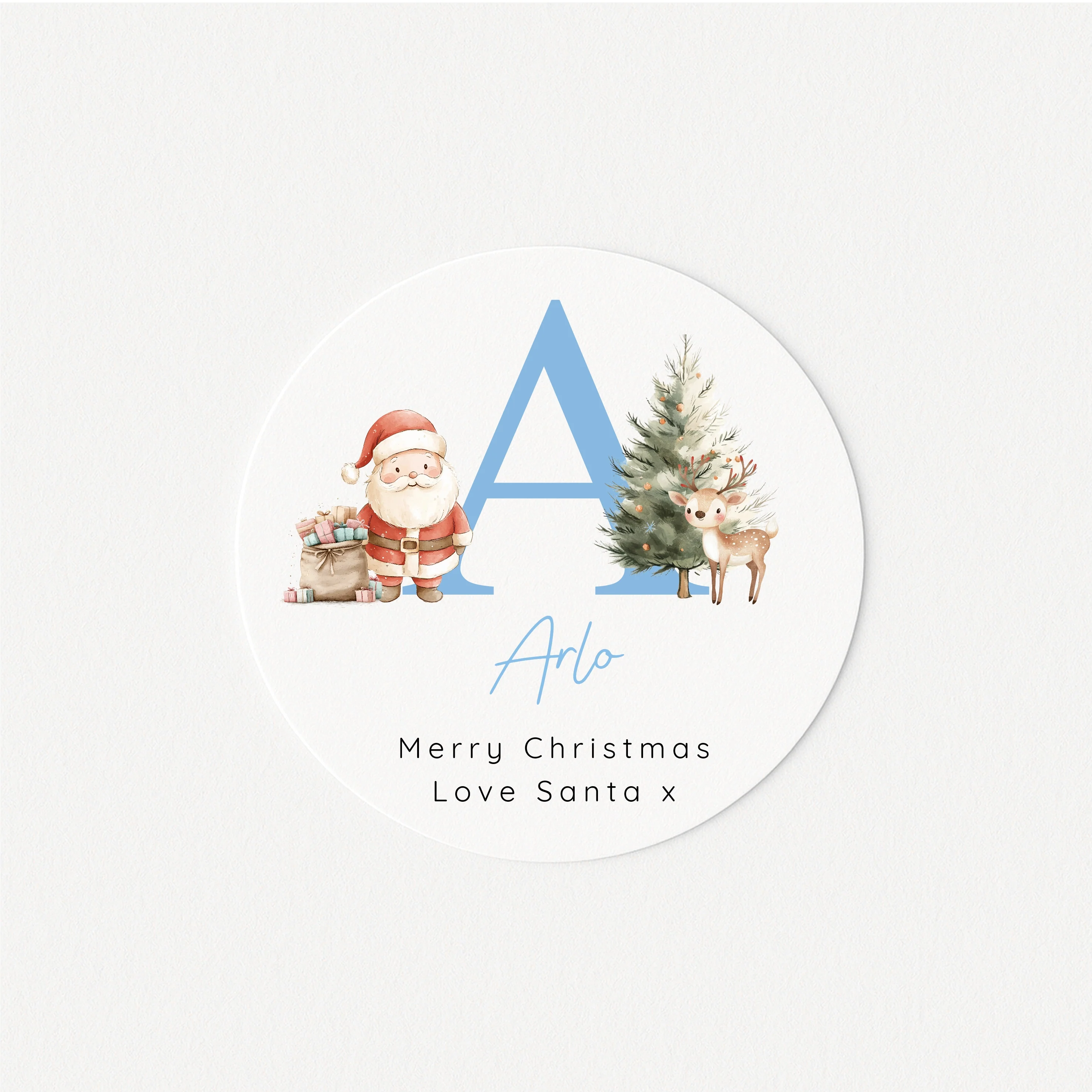 Personalised Christmas Blue Initial Stickers - Image 3