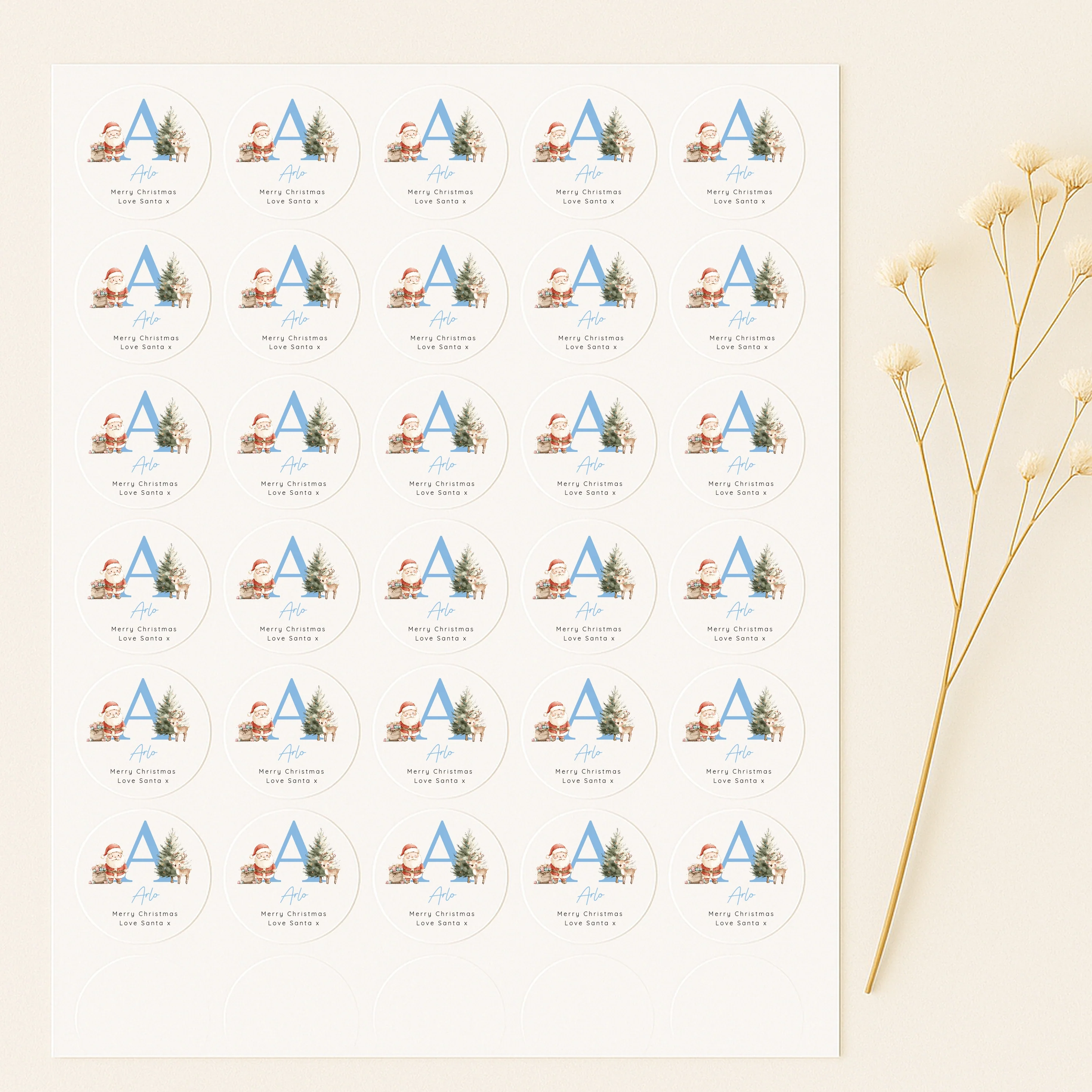 Personalised Christmas Blue Initial Stickers - Image 4