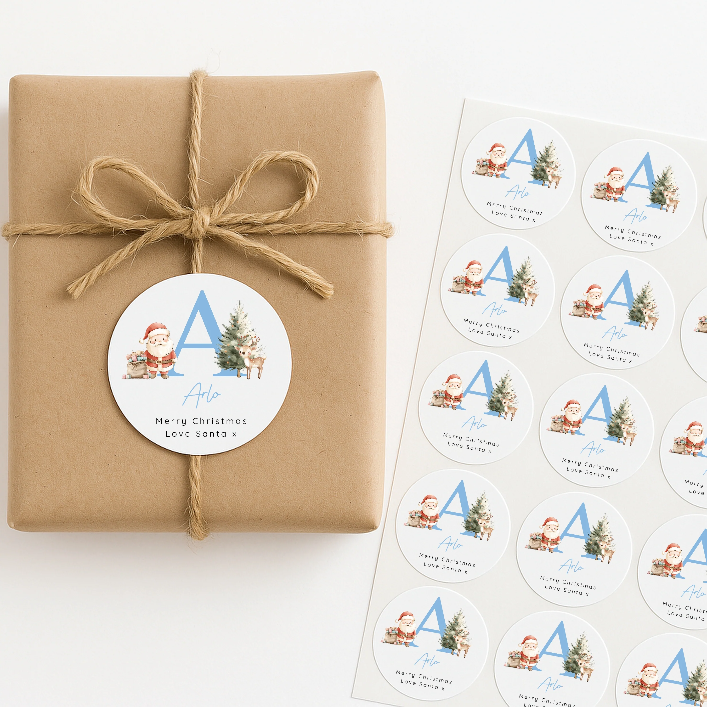 Personalised Christmas Blue Initial Stickers - Image 5