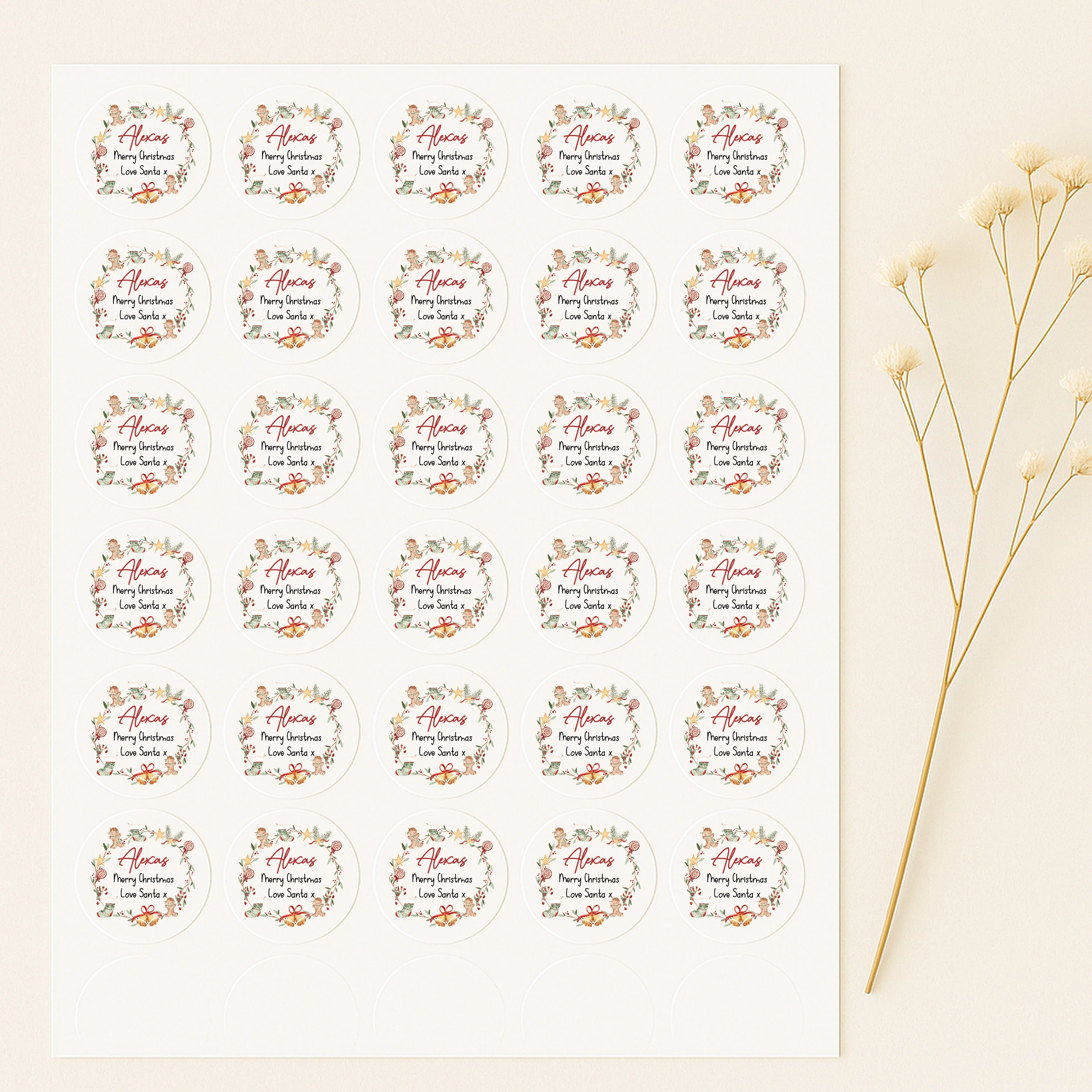 Personalised Christmas Wreath Stickers - Image 2