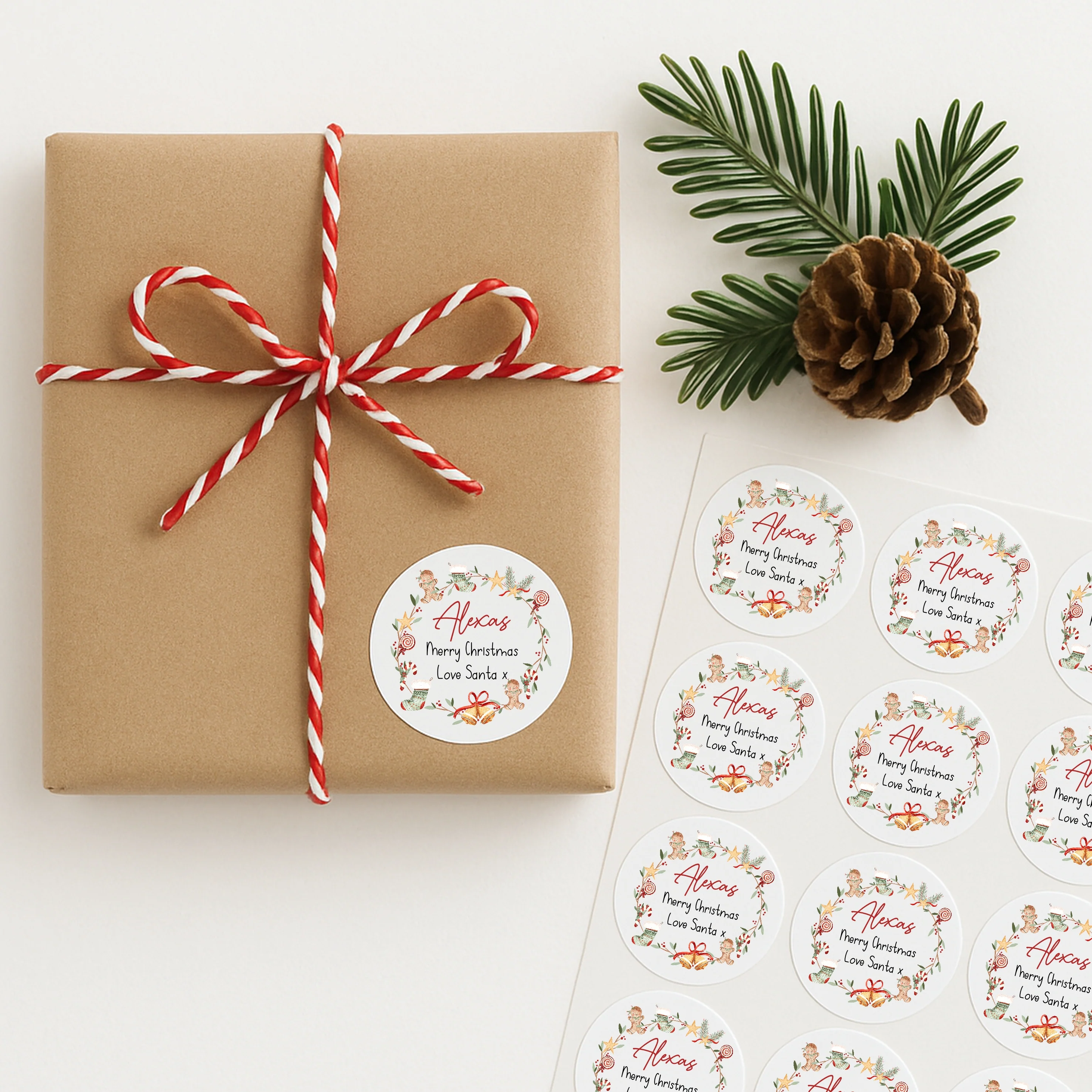 Personalised Christmas Wreath Stickers - Image 3